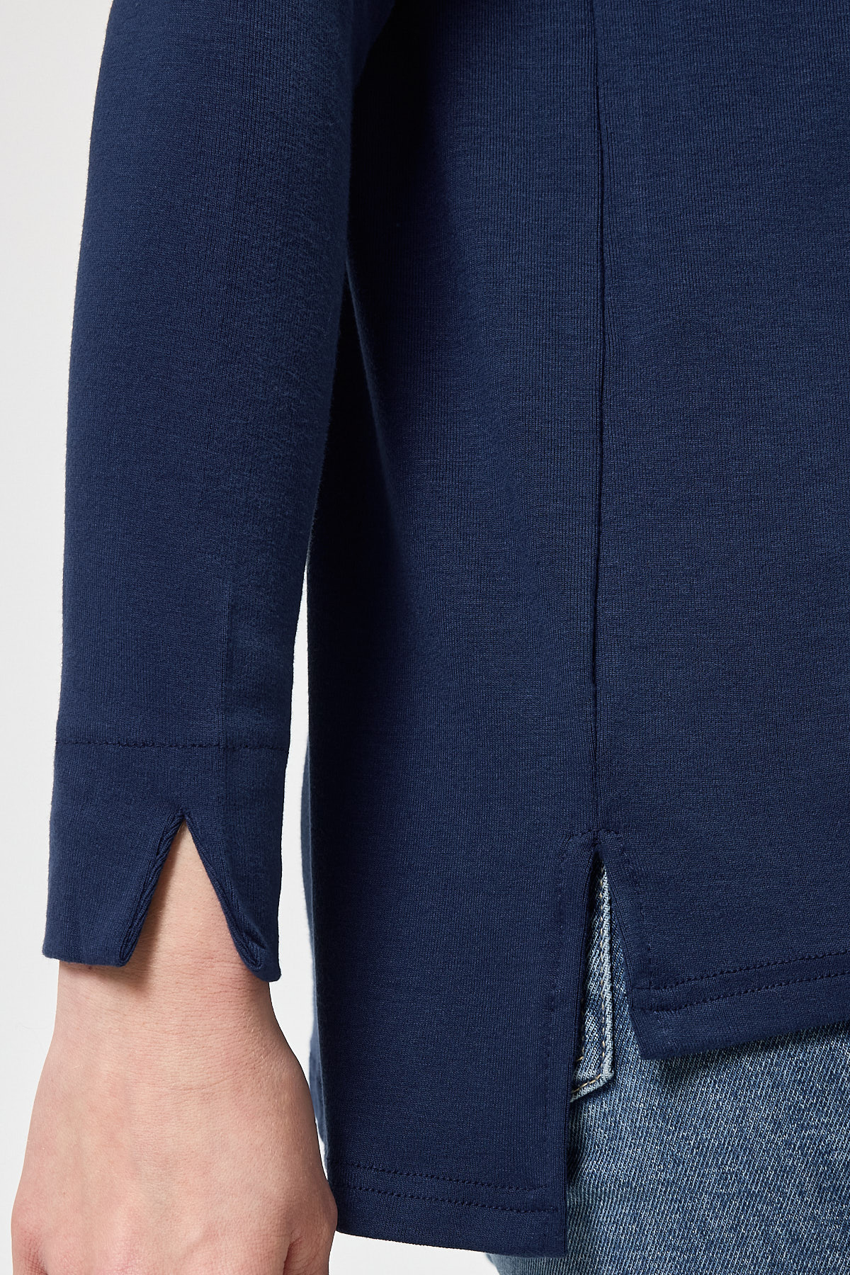 Lacivert Bisiklet Yaka Yan Yırtmaçlı Tunik 8229A - RAYS