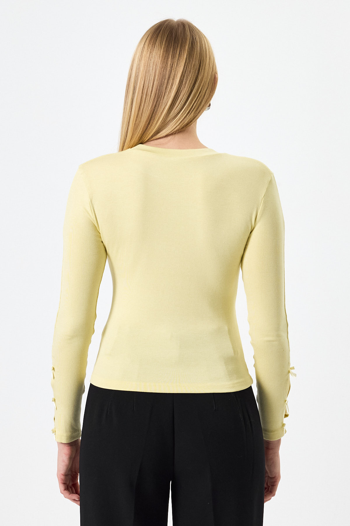 Sarı Kol Kurdele Detaylı Bluz 8232A - 5
