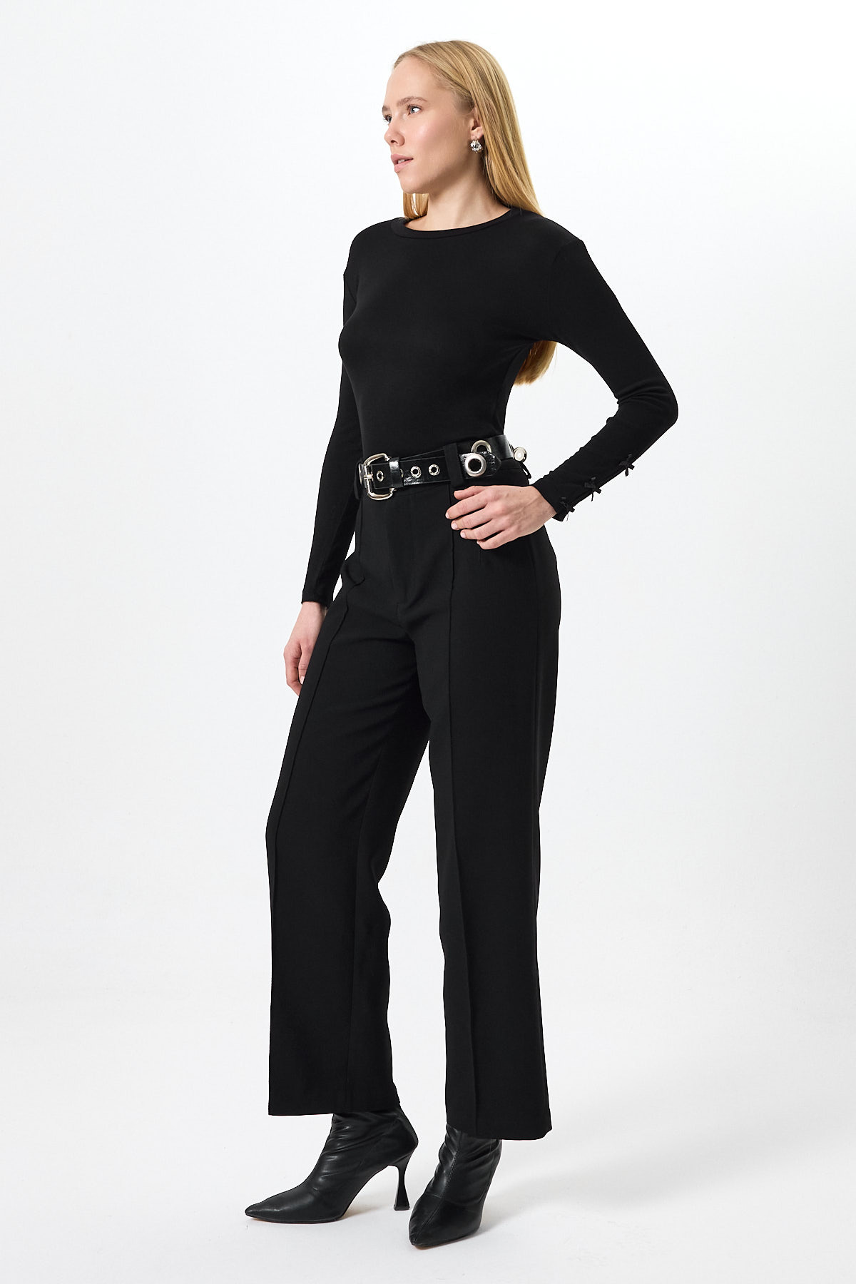 Siyah Kol Kurdele Detaylı Bluz 8232A - 3