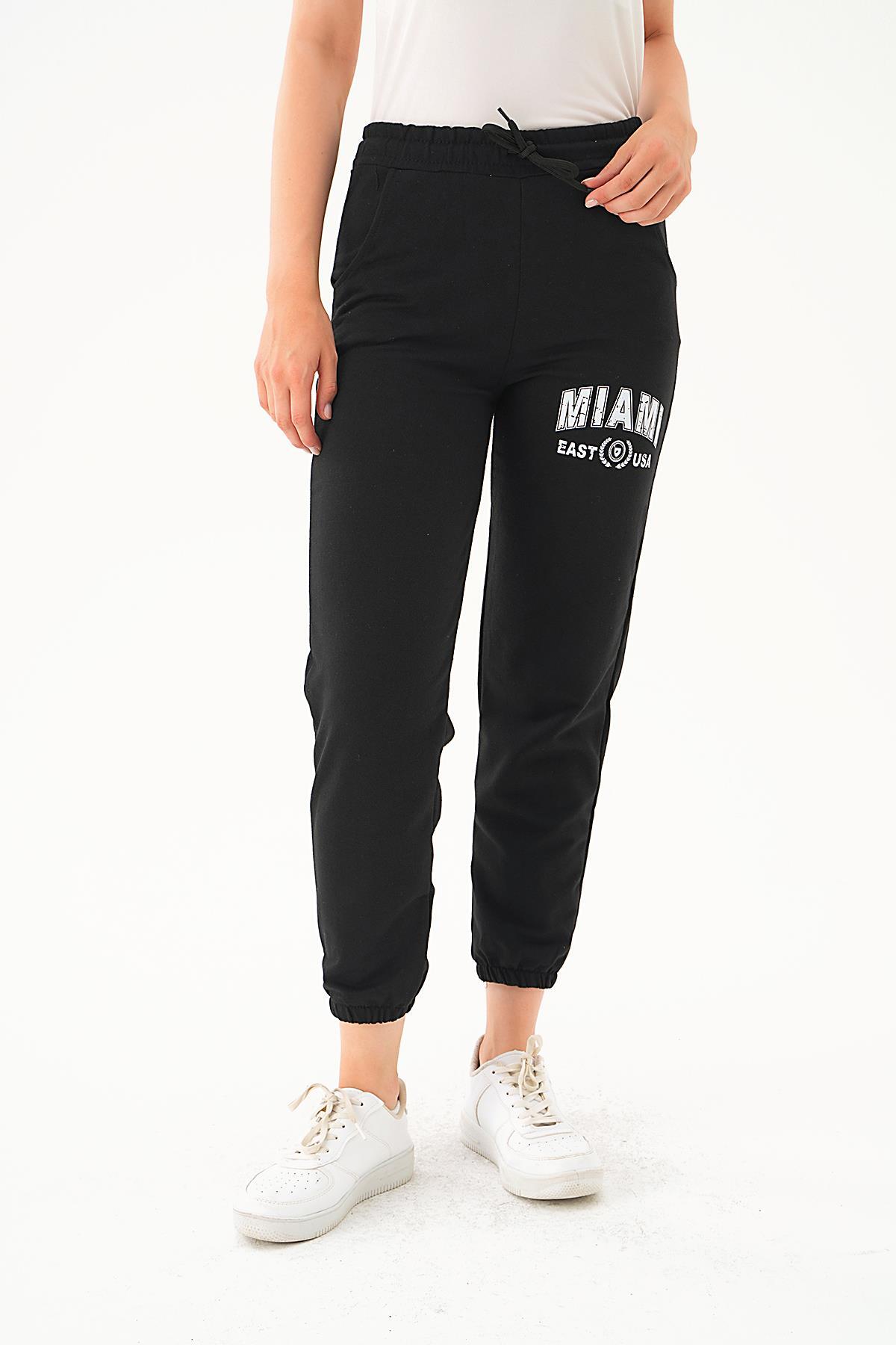 Siyah Miami Yazı Baskılı Eşofman 8240 - 4