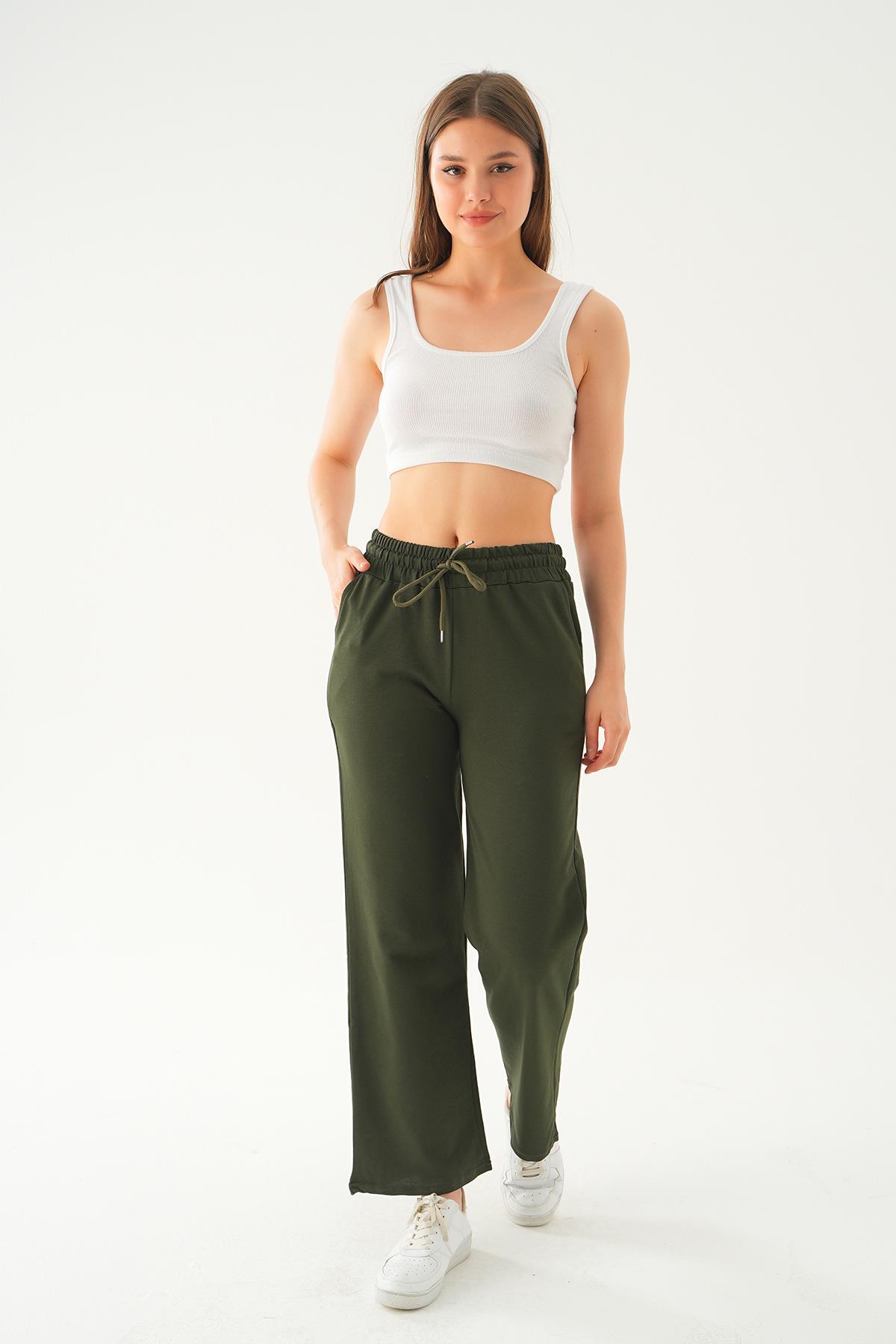 8241 Geniş Paça Eşofman Haki 