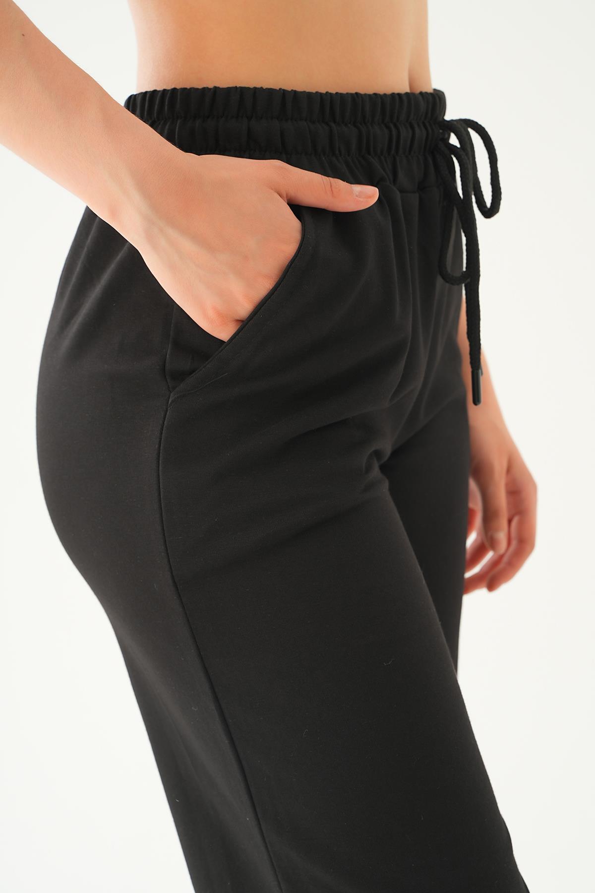 Siyah Geniş Paça Eşofman 8241 - 5