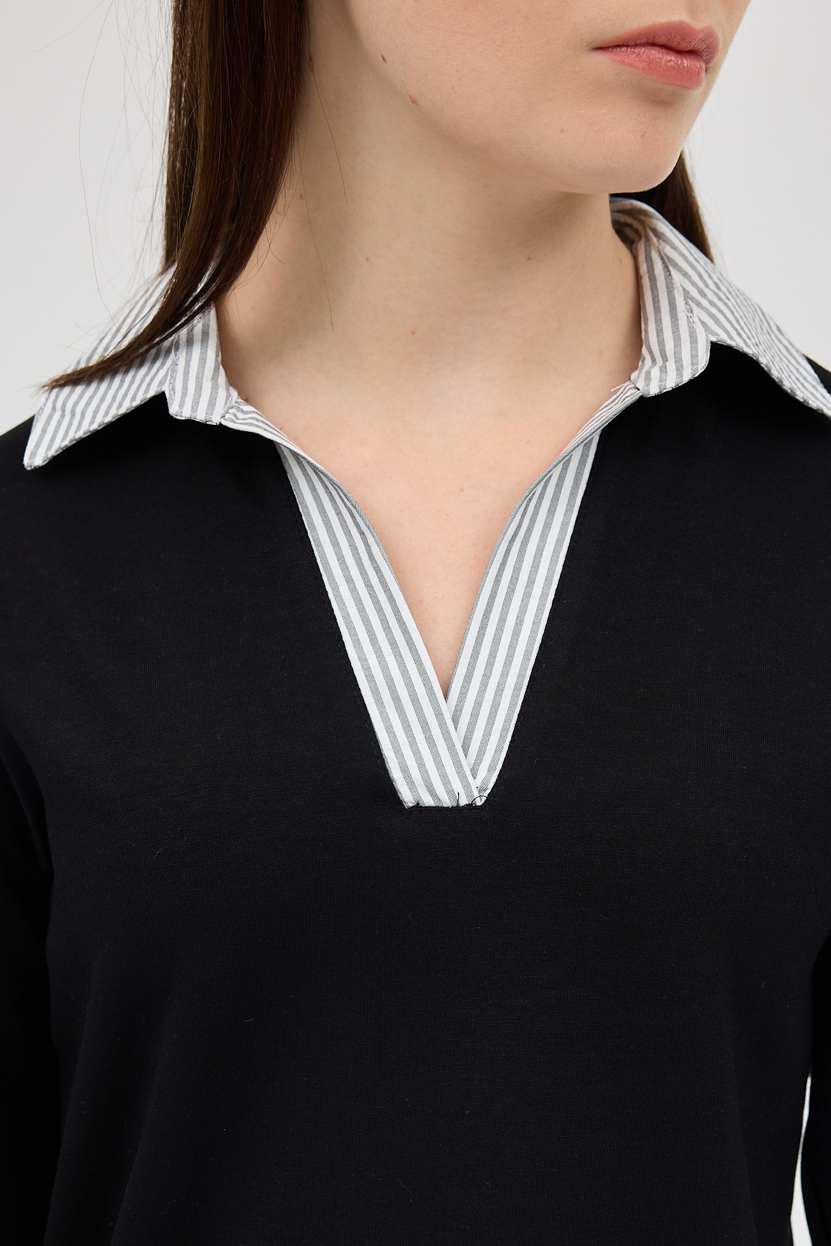 Siyah Gömlek Yaka Detaylı Triko Bluz 8241A - 4