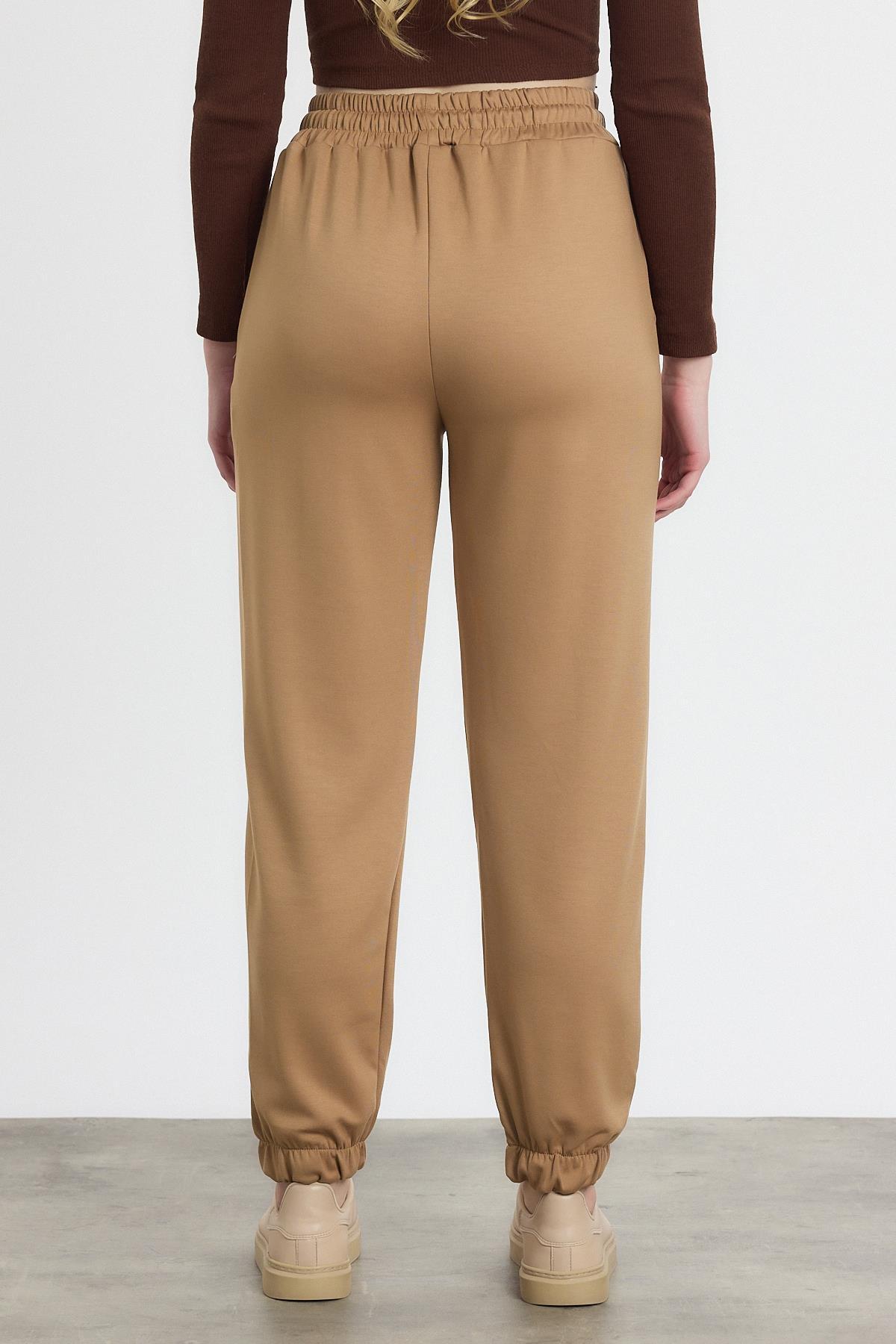 Yumuşak Dokulu Esnek Premium Kumaş Rahat Kalıp Eşofman Altı Camel - 5