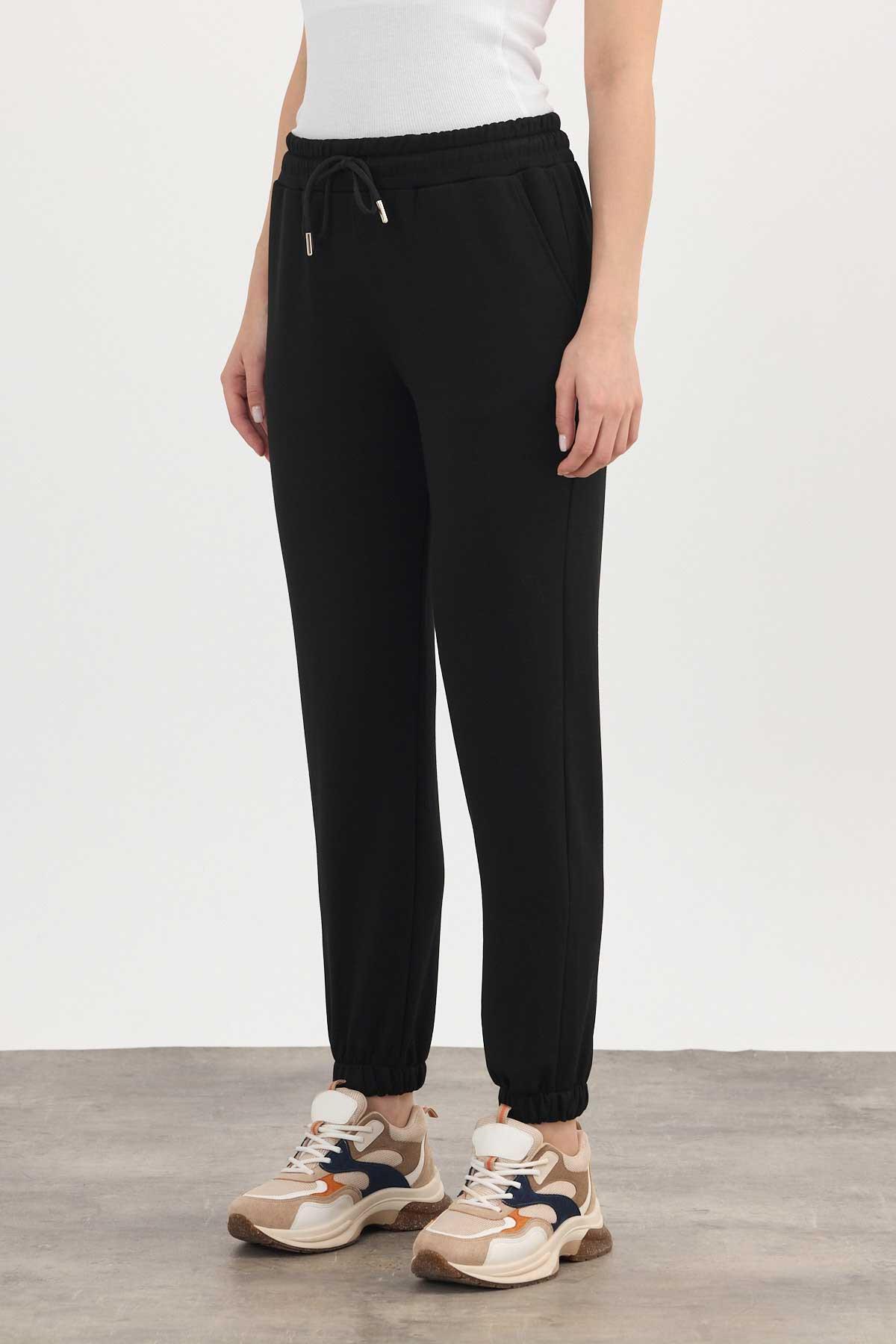 Yumuşak Dokulu Esnek Premium Kumaş Rahat Kalıp Eşofman Altı Siyah - 8242 - 4