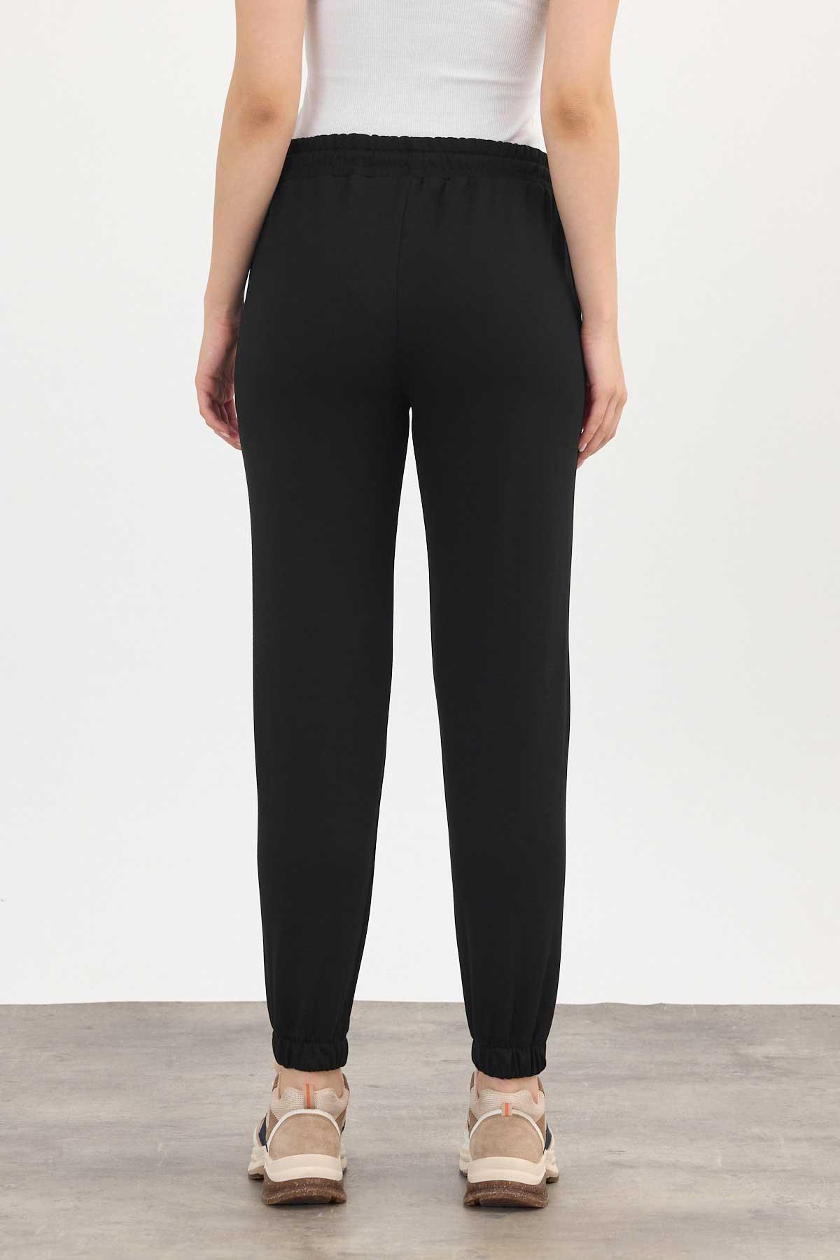 Yumuşak Dokulu Esnek Premium Kumaş Rahat Kalıp Eşofman Altı Siyah - 8242 - 6