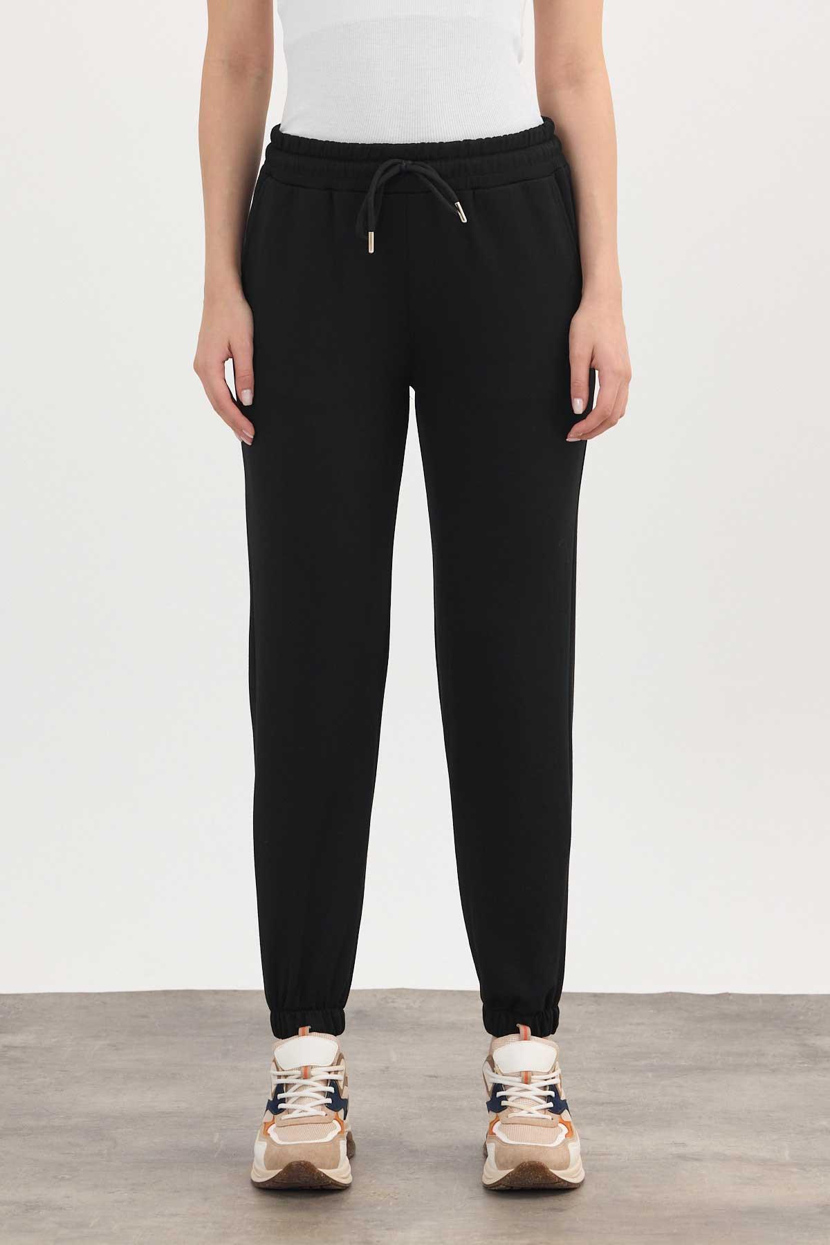 Yumuşak Dokulu Esnek Premium Kumaş Rahat Kalıp Eşofman Altı Siyah - 8242 - 3