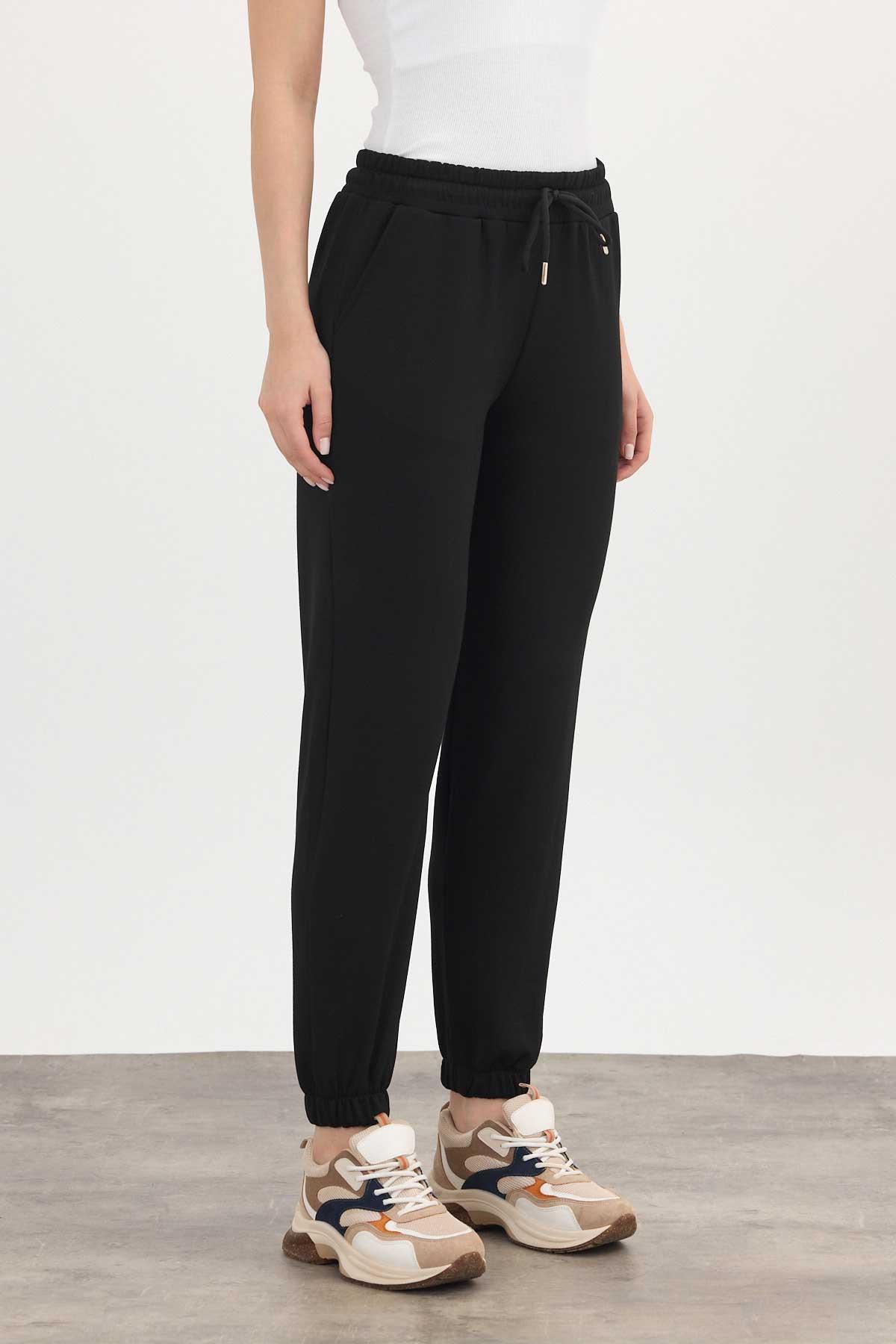 Yumuşak Dokulu Esnek Premium Kumaş Rahat Kalıp Eşofman Altı Siyah - 8242 - 5