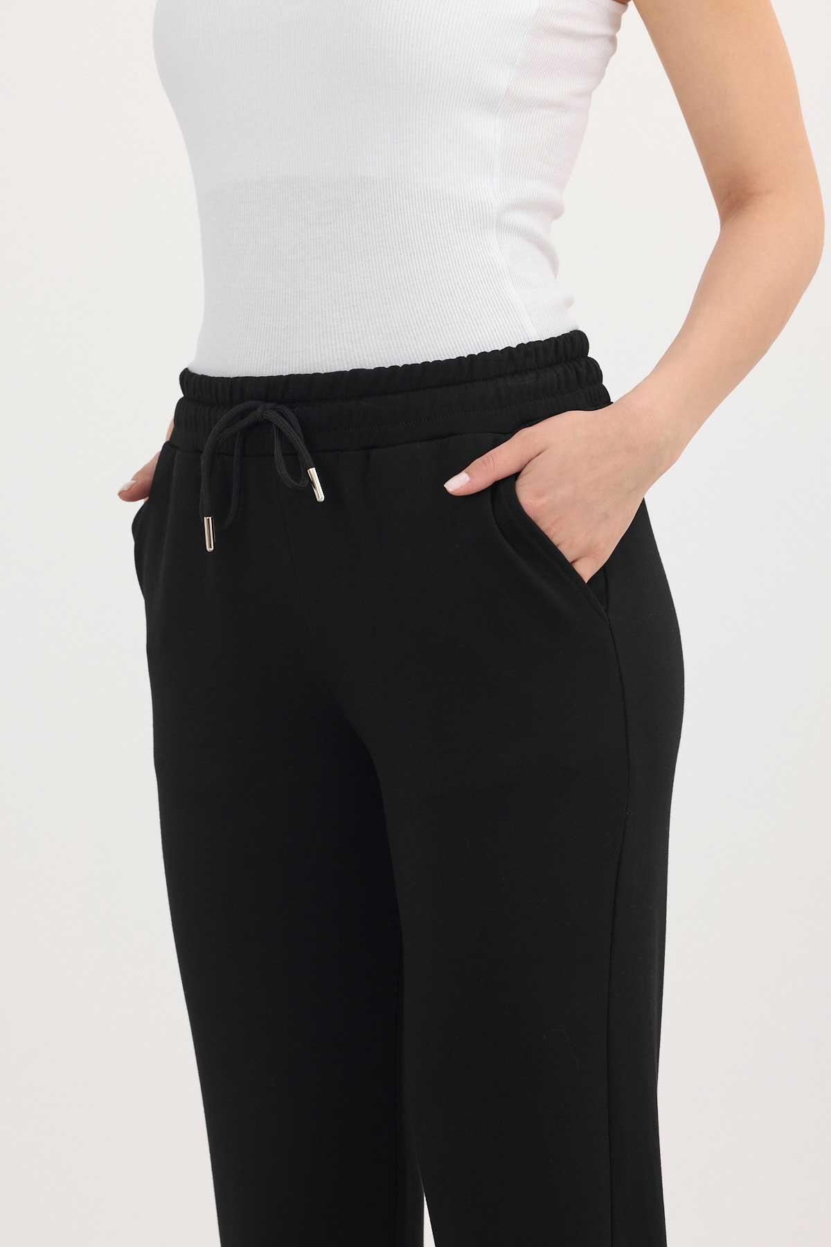 Yumuşak Dokulu Esnek Premium Kumaş Rahat Kalıp Eşofman Altı Siyah - 8242 - 7