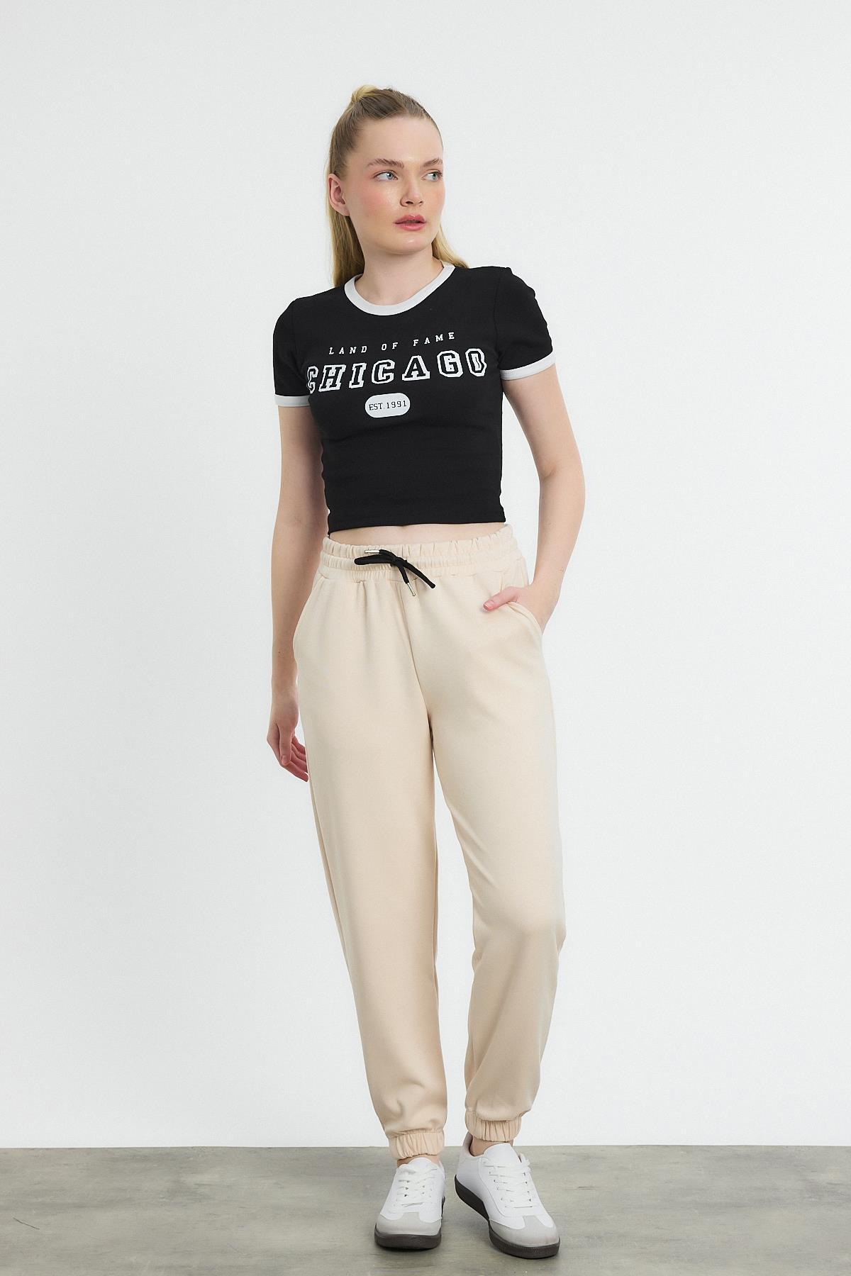 Yumuşak Dokulu Esnek Premium Kumaş Rahat Kalıp Eşofman Altı Taş - 8242 - 1