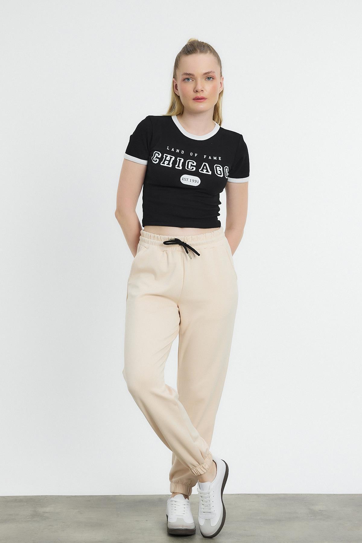 Yumuşak Dokulu Esnek Premium Kumaş Rahat Kalıp Eşofman Altı Taş - 8242 - 8