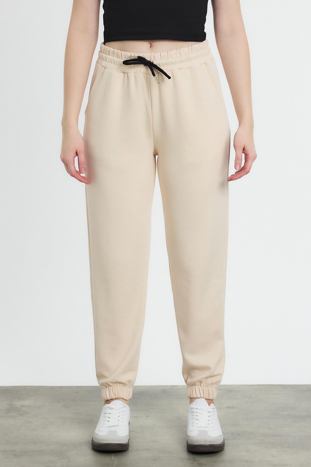 Yumuşak Dokulu Esnek Premium Kumaş Rahat Kalıp Eşofman Altı Taş - 8242 - 2