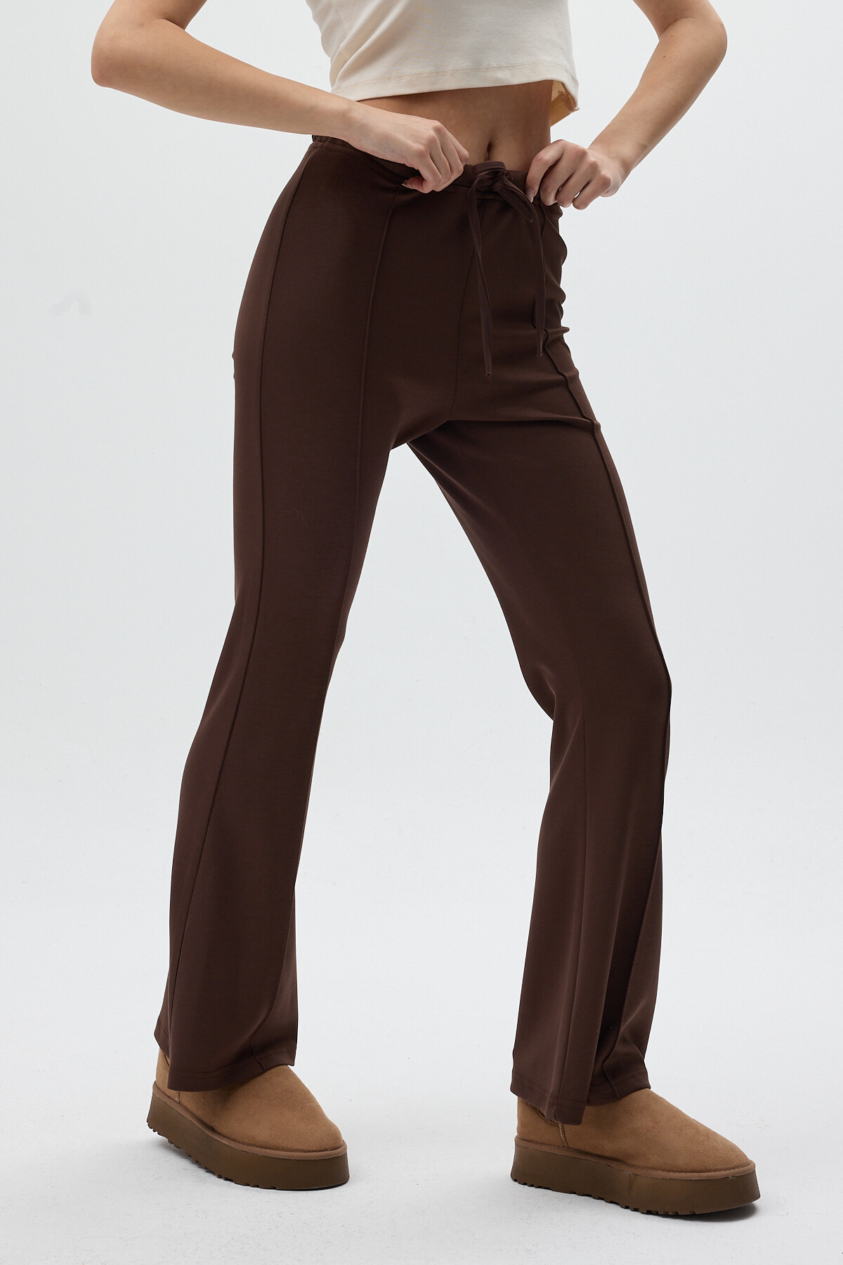 Kaherengi Geniş Paça Beli Bağcıklı Kadın Pantolon 8246A - 3