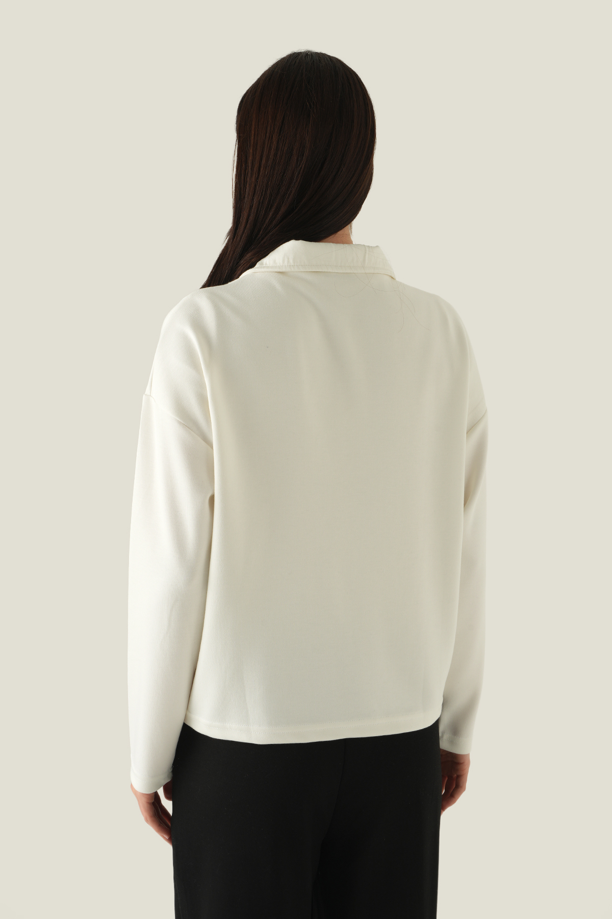 Yarım Fermuarlı Sweat 8249A Ekru - 5