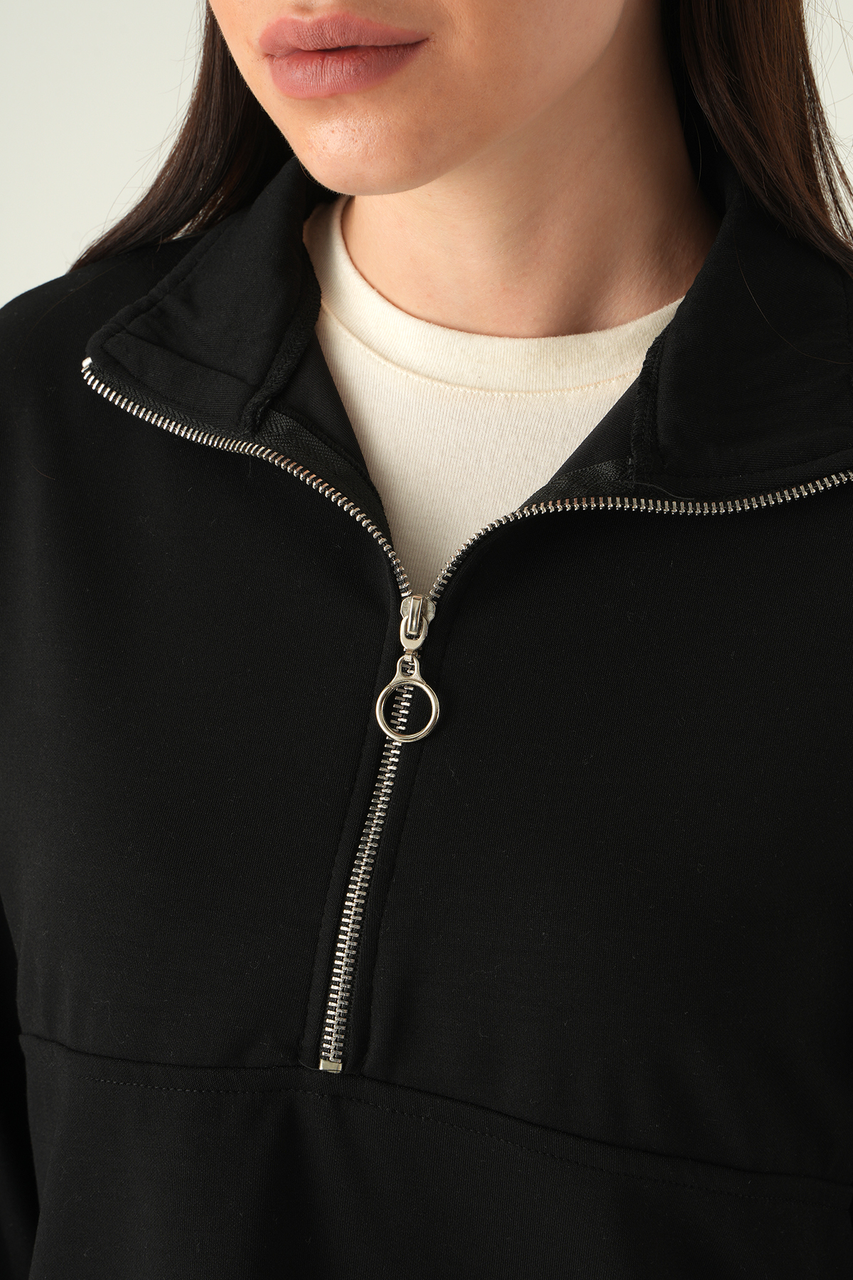 Yarım Fermuarlı Sweat 8249A Siyah - 4