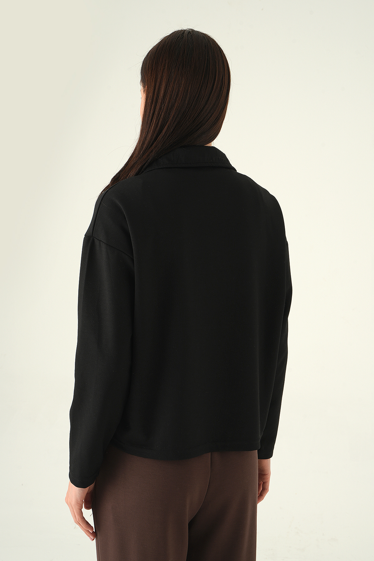 Siyah Yarım Fermuarlı Sweat 8249A - 5