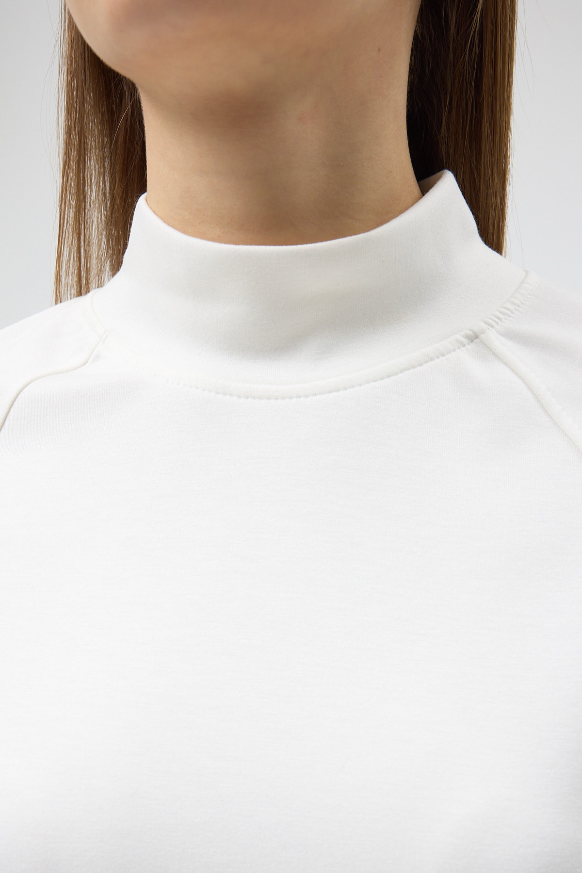 Ekru Dik Yaka Reglan Kol Kadın Sweat 8252A - 4