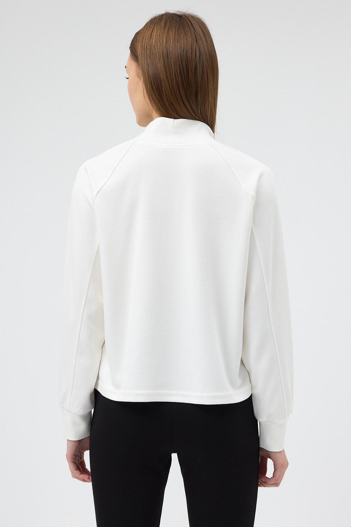 Ekru Dik Yaka Reglan Kol Kadın Sweat 8252A - 5