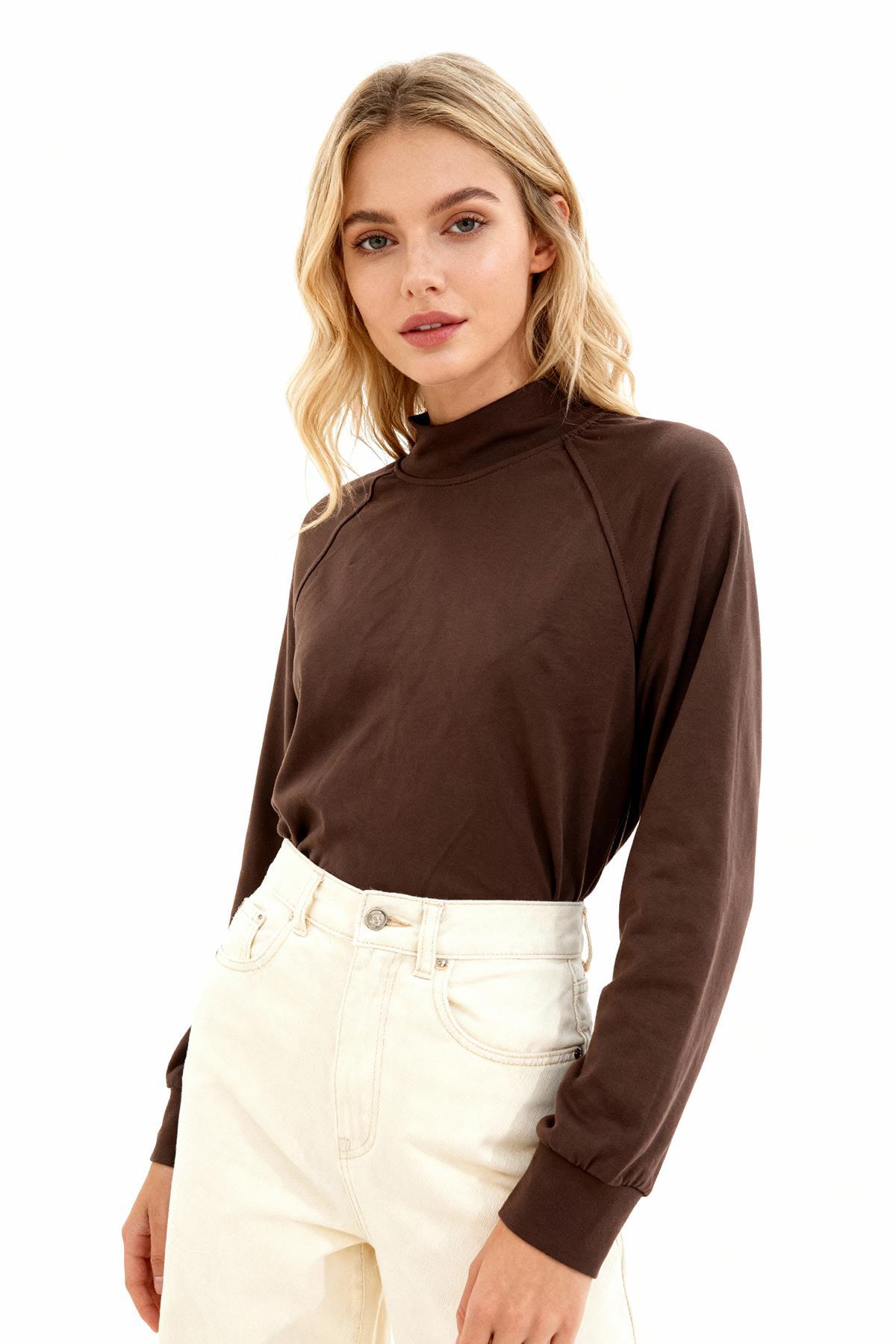 8252A Dik Yaka Sweat Kahve - RAYS