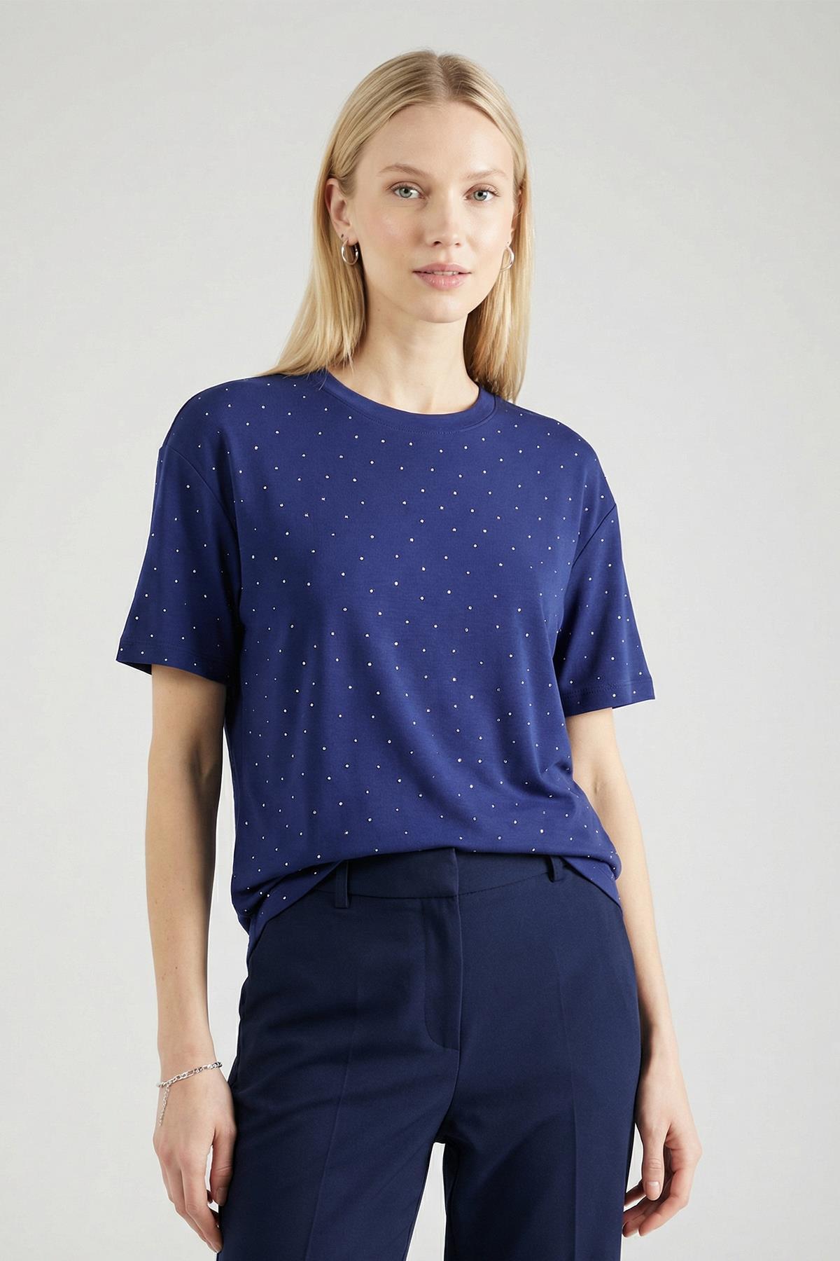 Laci Taşlı Bisiklet Yaka Tişört 8255 - 1