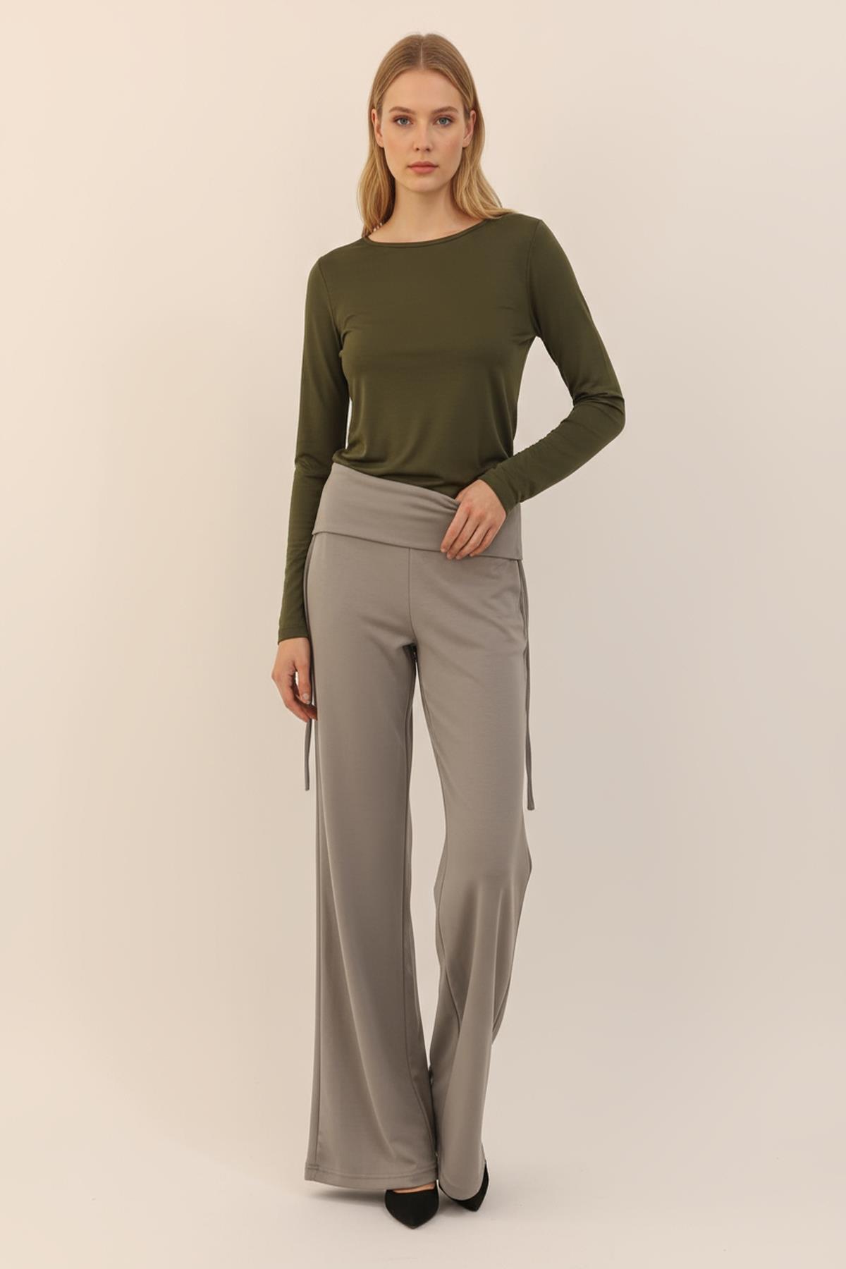 8255A Yandan Bağlamalı Pantolon Gri - RAYS