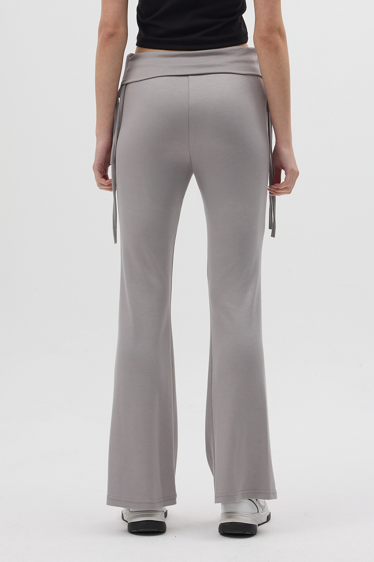 Gri Geniş Paça Yüksek Bel Yandan Bağlamalı Kadın Pantolon 8255A - RAYS