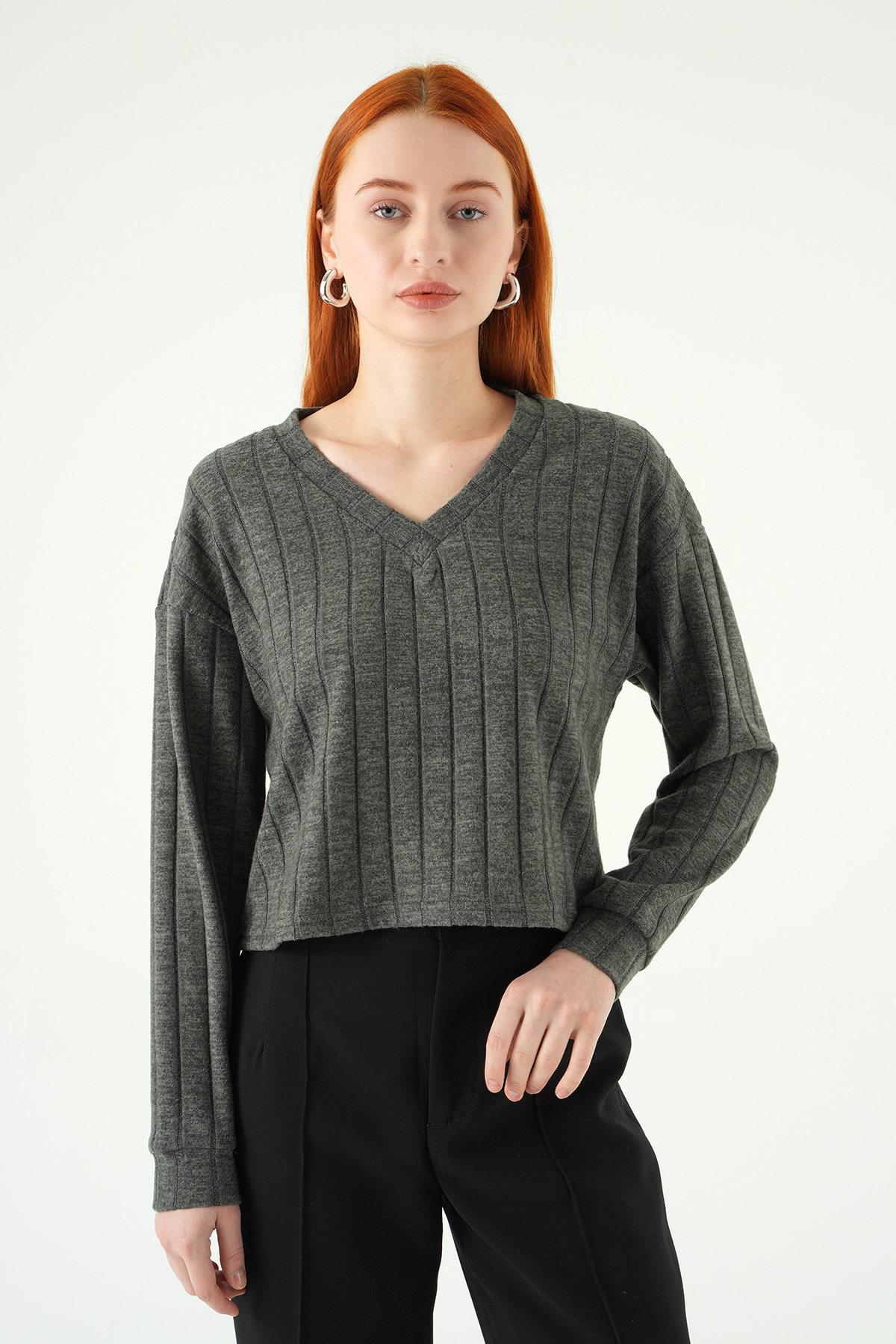 8259A V Yaka Bluz Antrasit - 2