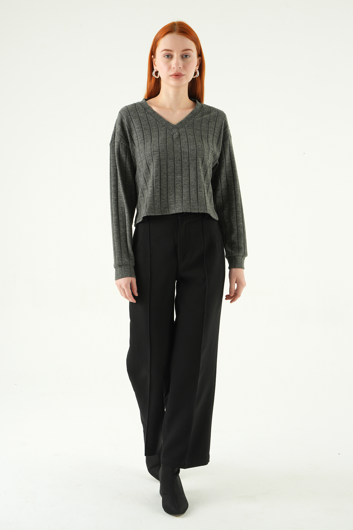 8259A V Yaka Bluz Antrasit - 3