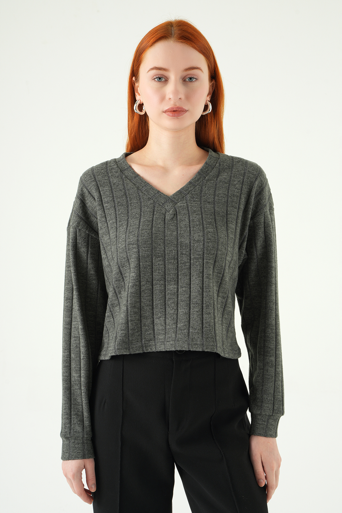 Antrasit V Yaka Bluz 8259A 