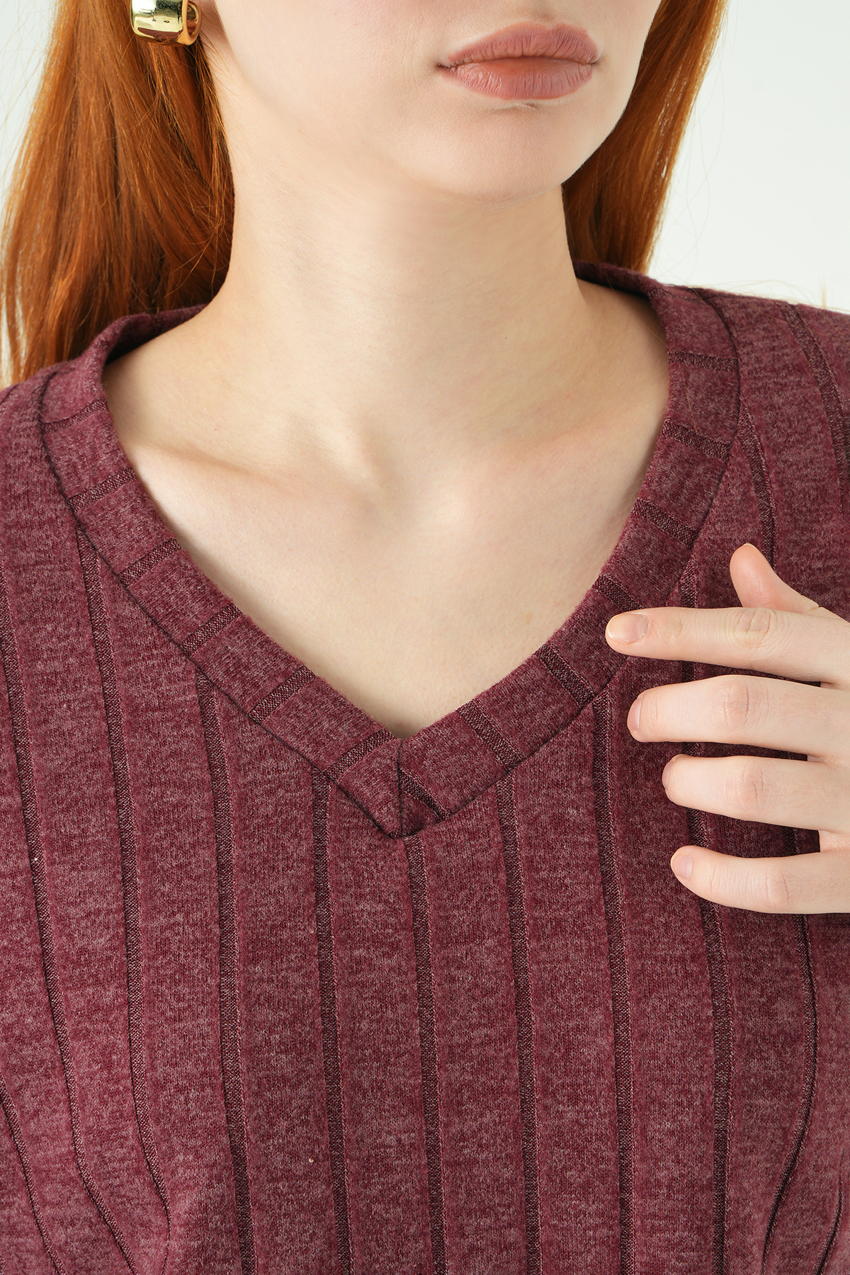 8259A V Yaka Bluz Bordo - 4