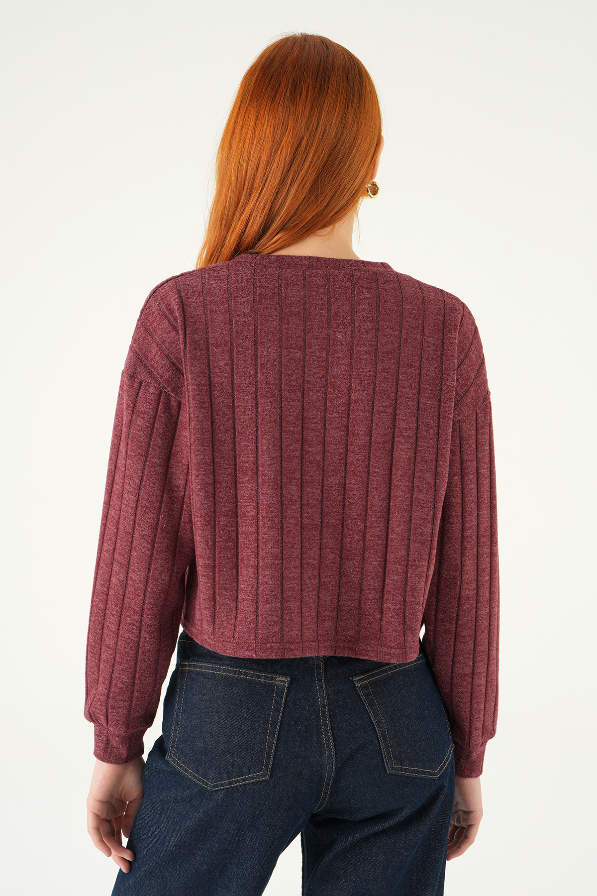 8259A V Yaka Bluz Bordo - 5