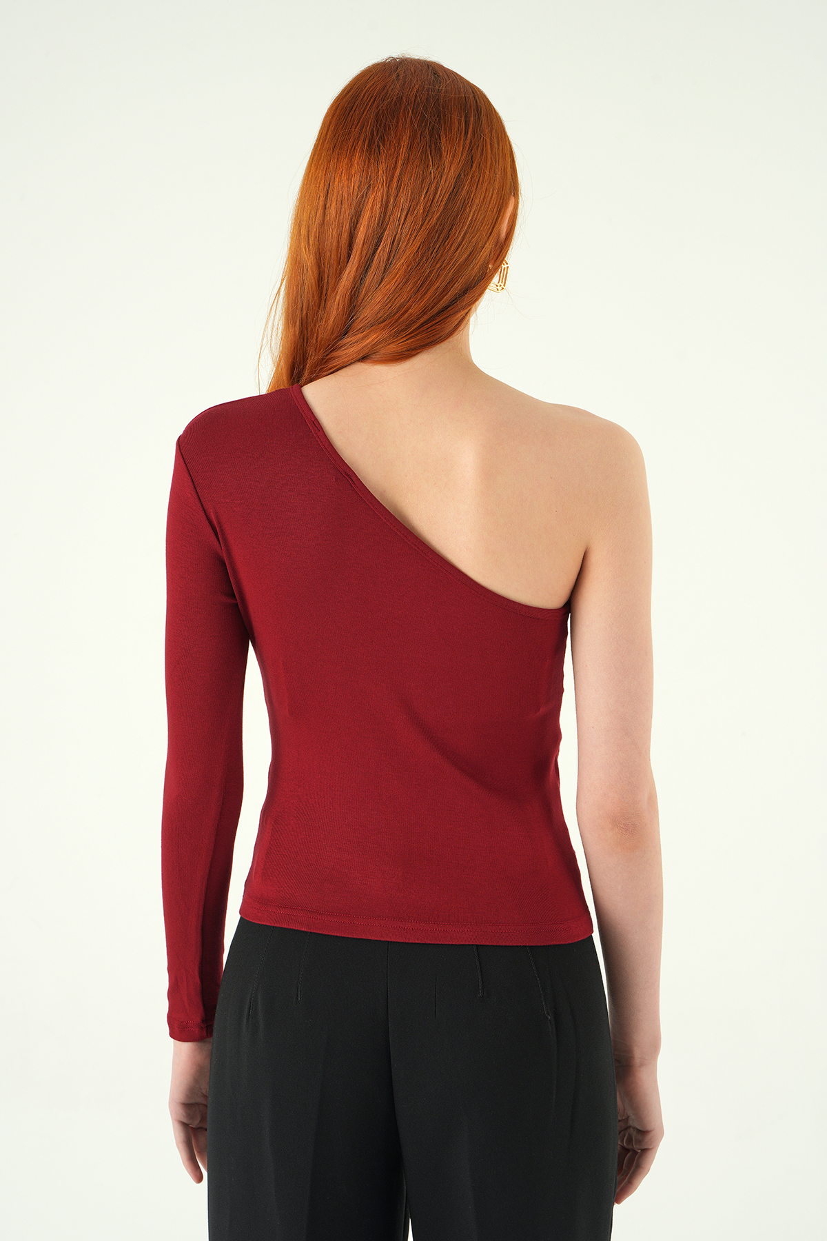 8261A Tek Kol Tokalı Bluz Bordo - 5