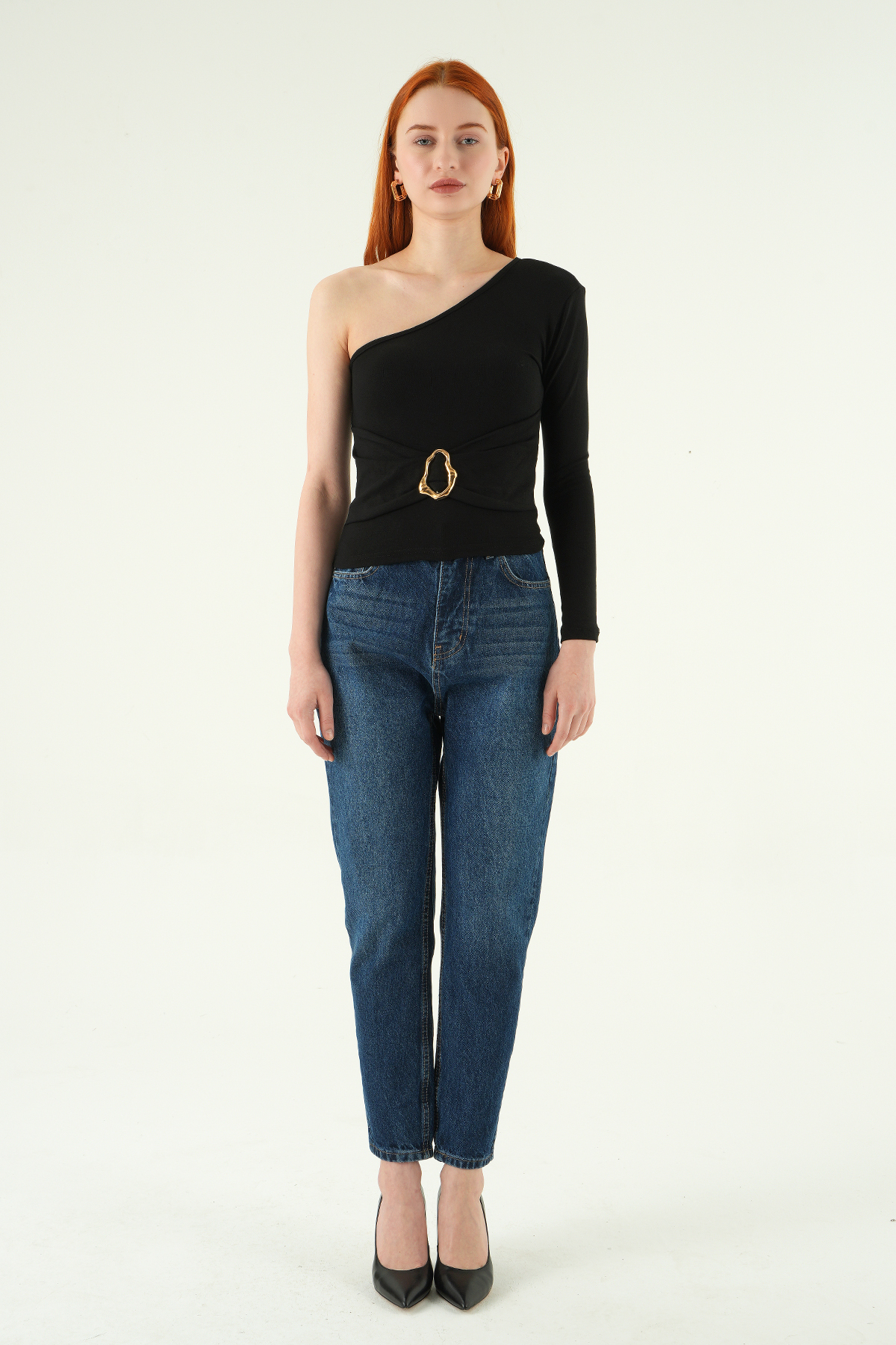 8261A Tek Kol Tokalı Bluz Siyah - 3