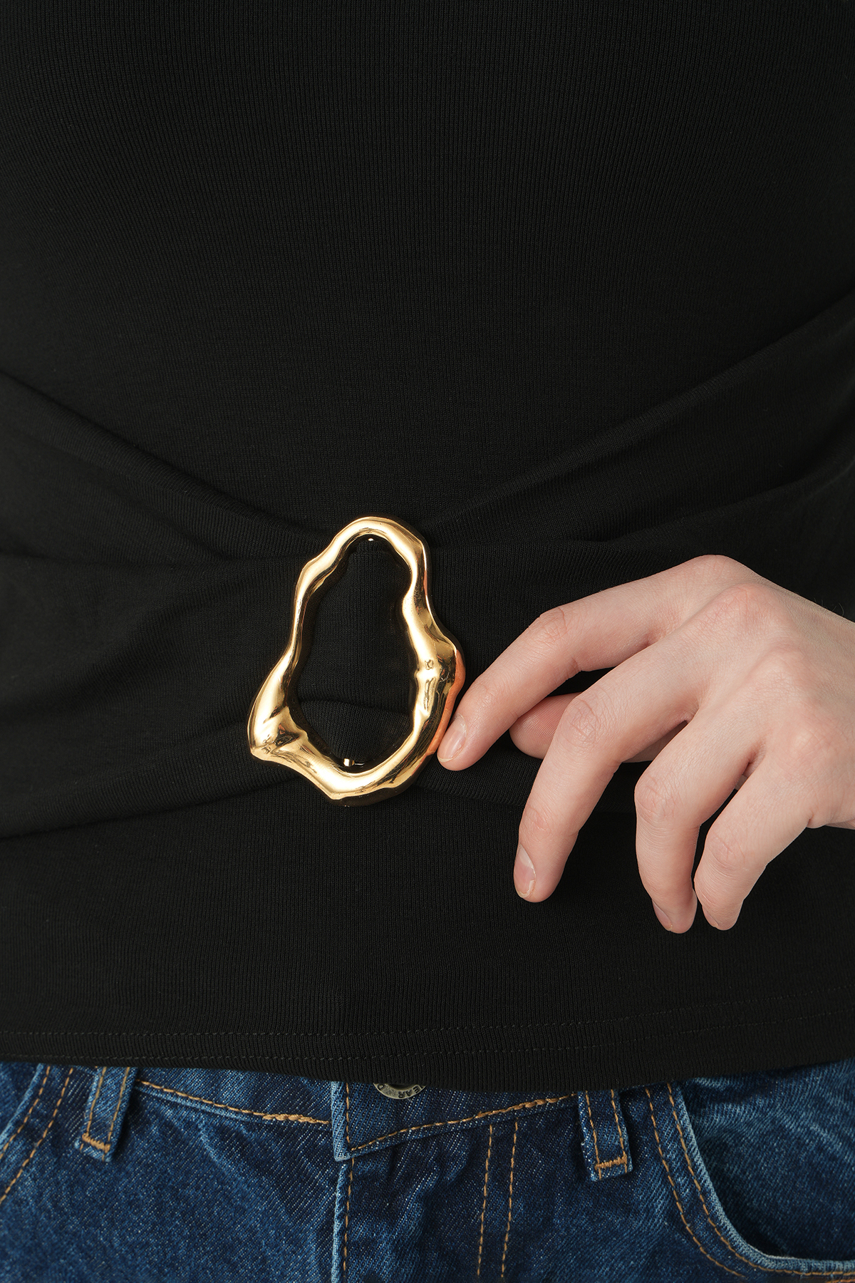 8261A Tek Kol Tokalı Bluz Siyah - 4