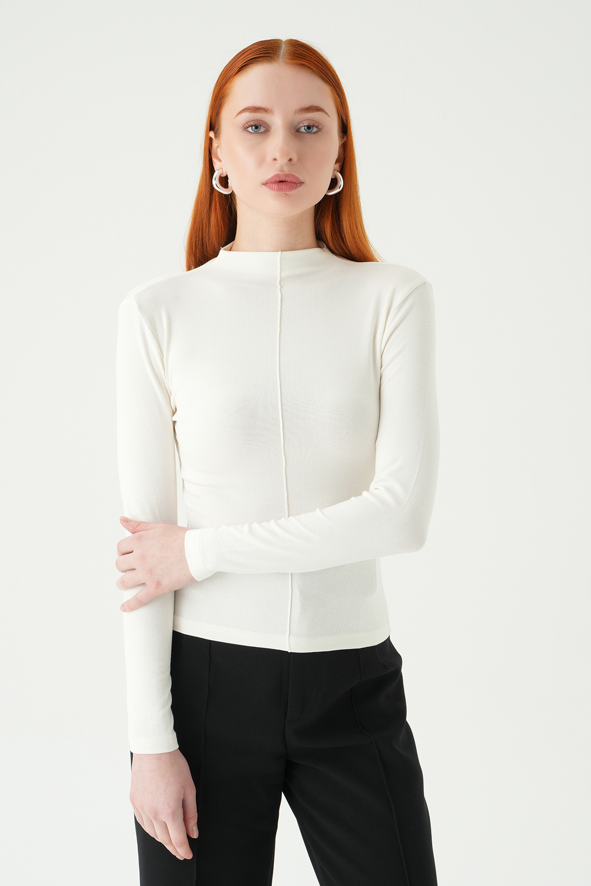 Ekru Yarım Boğaz Ön Çimalı Badi 8262A - 1