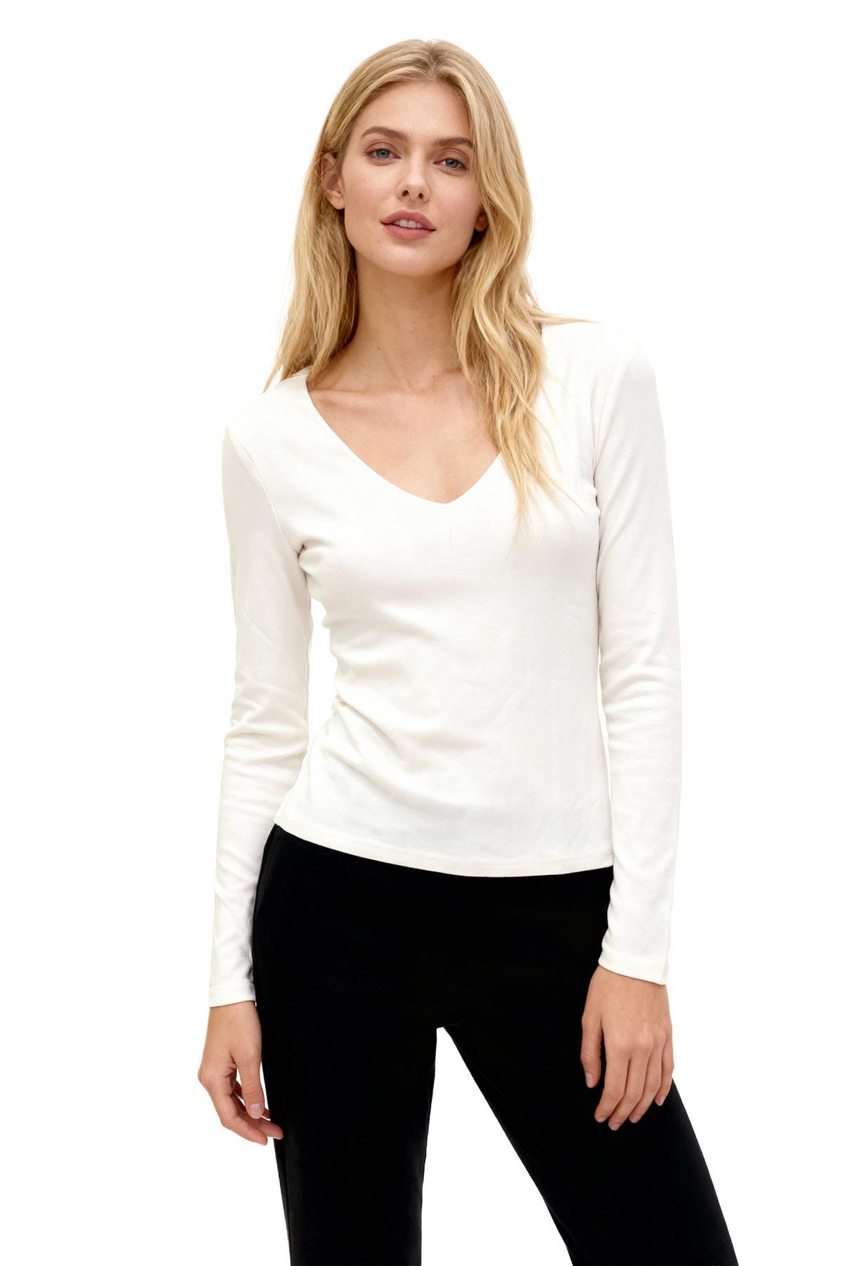 8266A V Yaka Uzun Kol Badi Ekru - RAYS