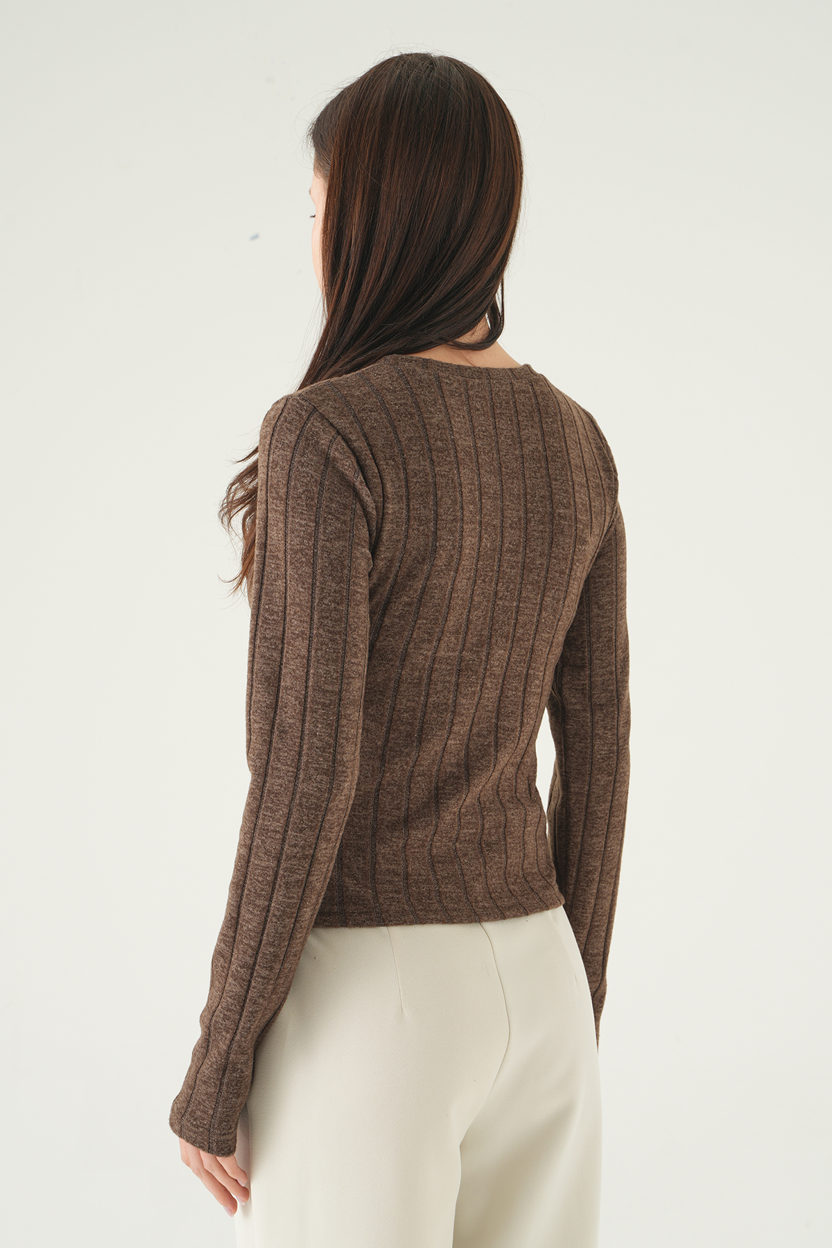 Acı Kahve Bisiklet Yaka Bluz 8268A - 5