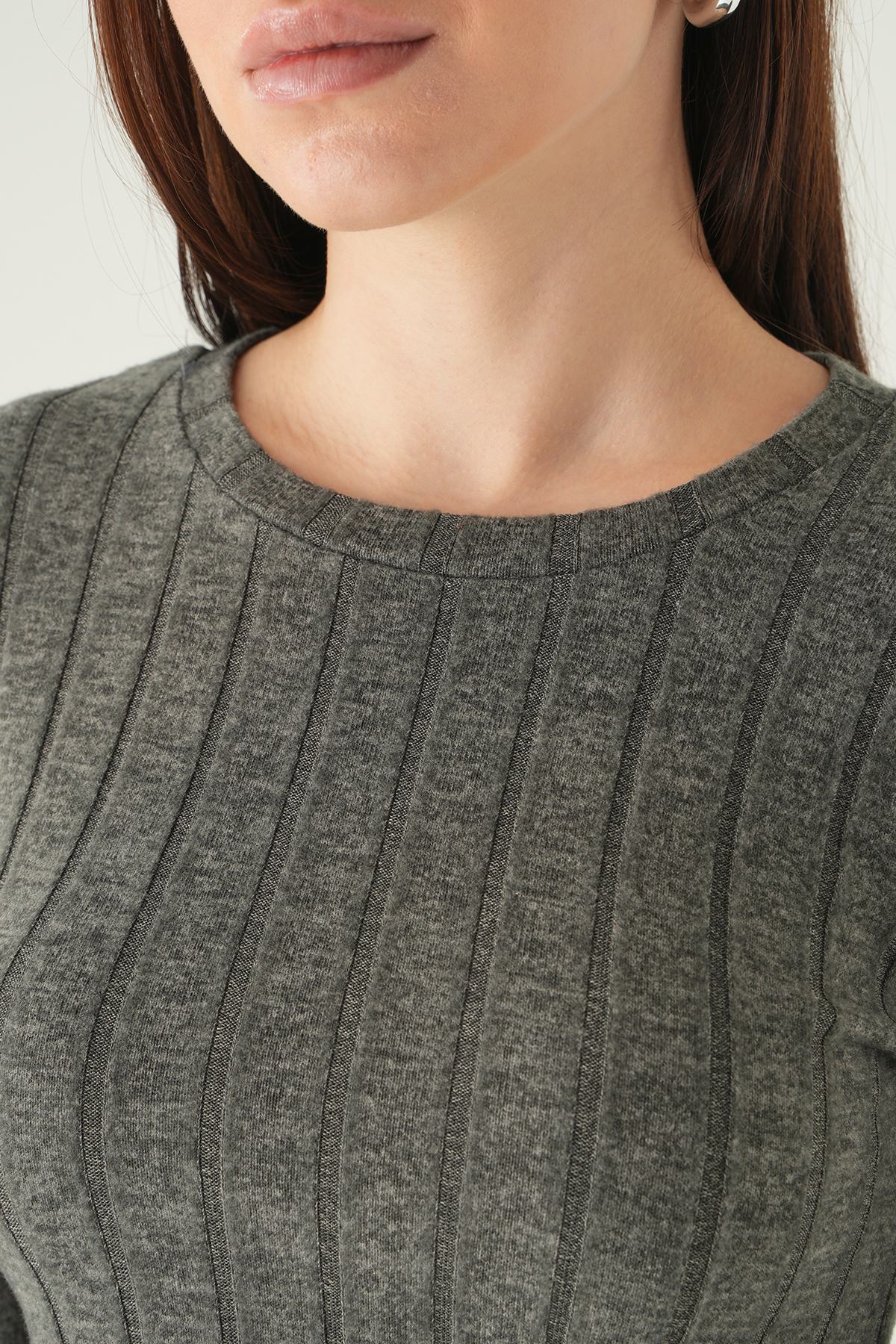 Antrasit Bisiklet Yaka Bluz 8268A - 4