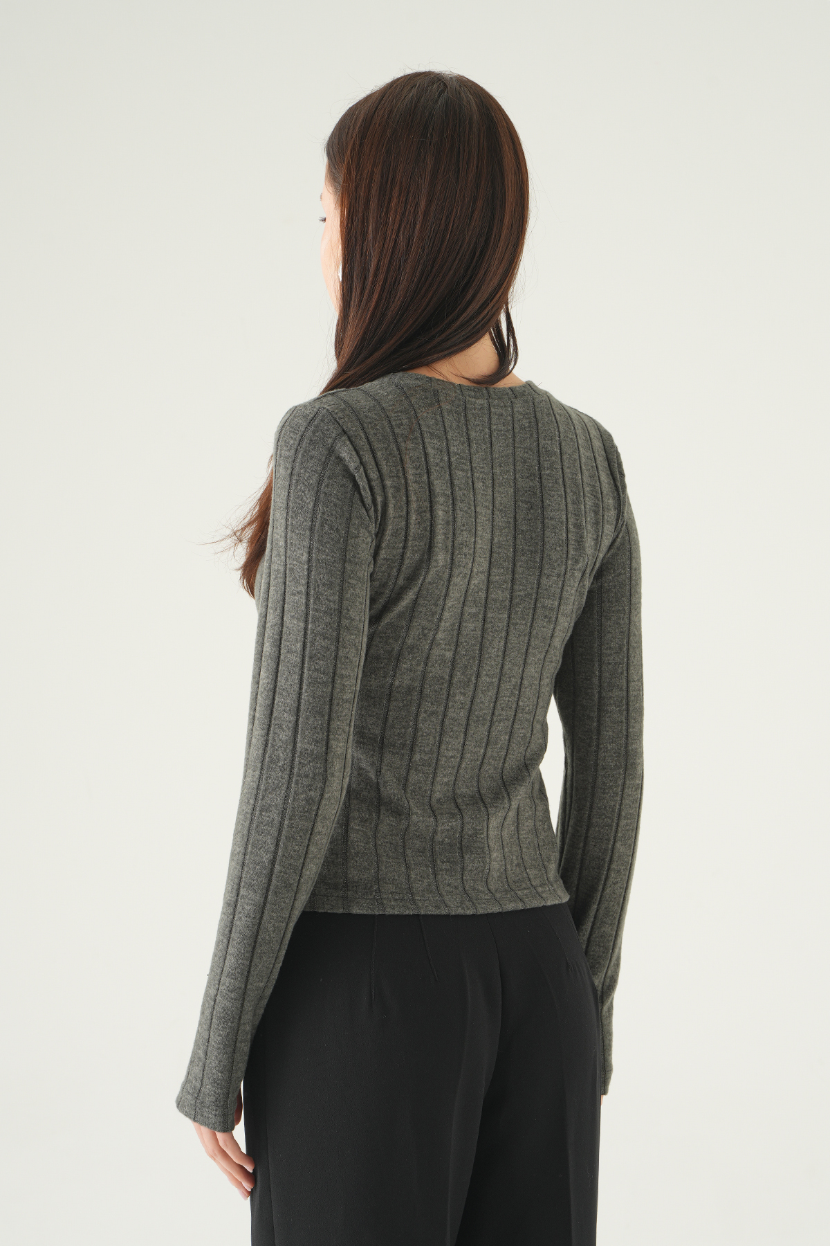Antrasit Bisiklet Yaka Bluz 8268A - 5