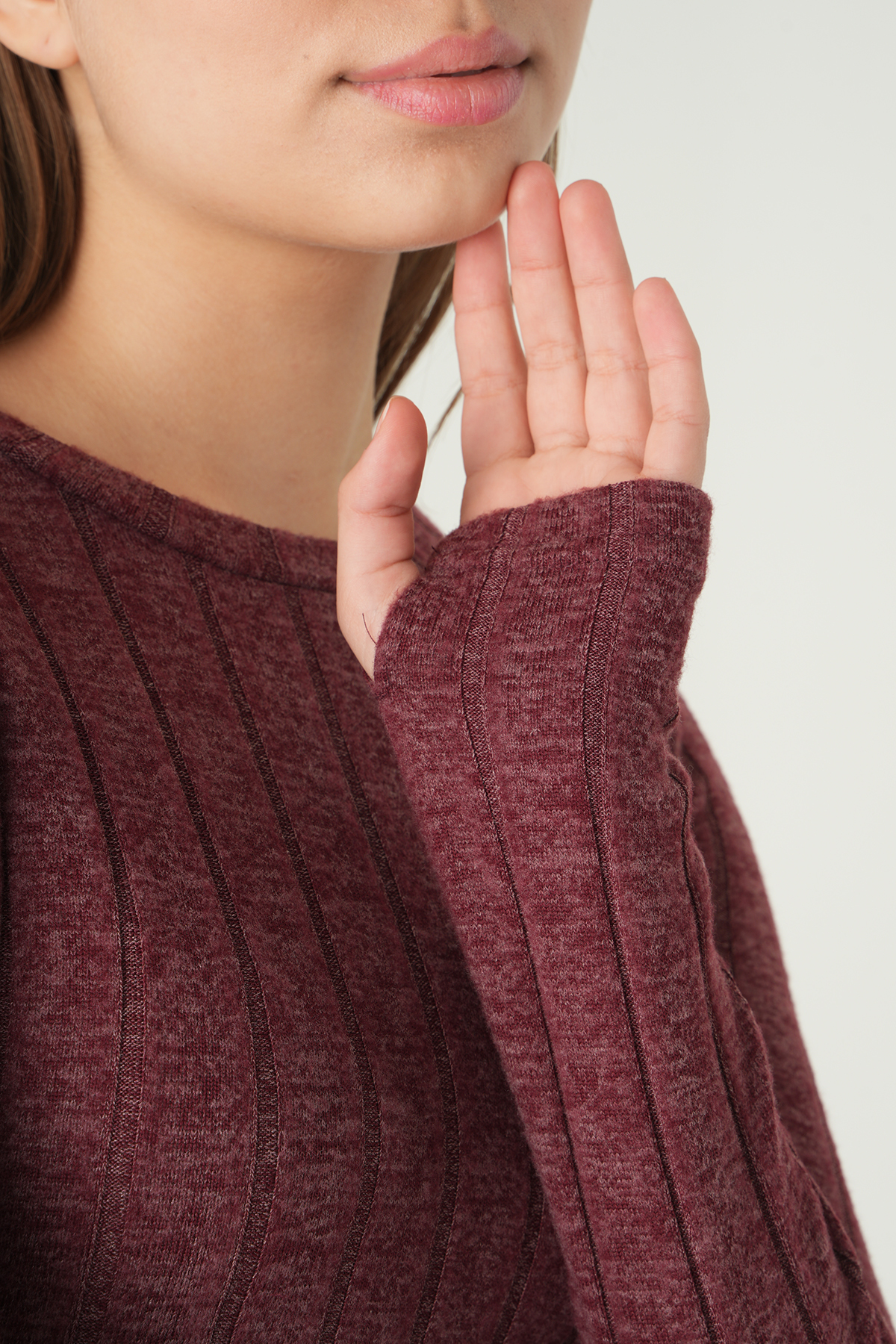 Bordo Bisiklet Yaka Bluz 8268A - 4