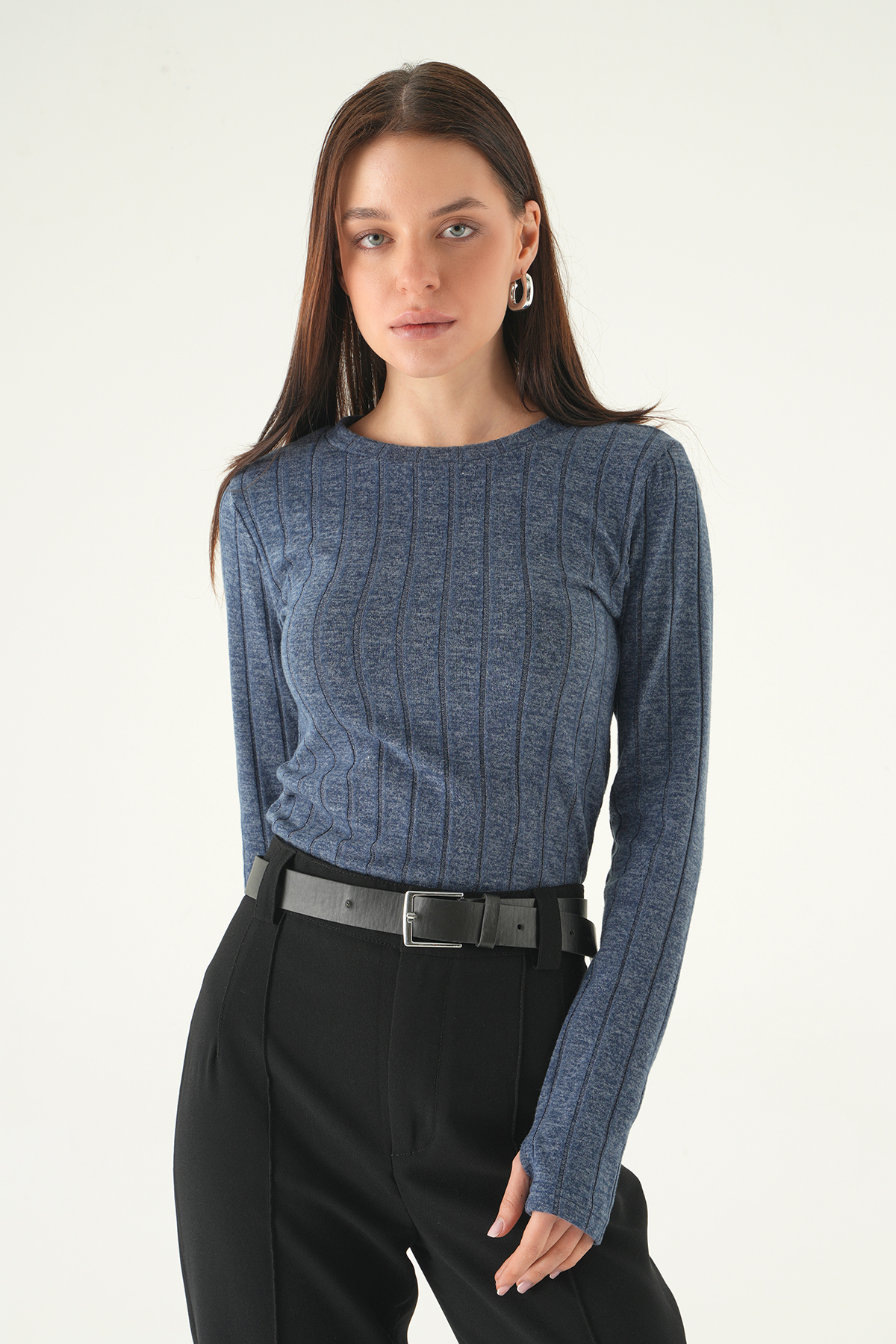 İndigo Bisiklet Yaka Bluz 8268A - 2