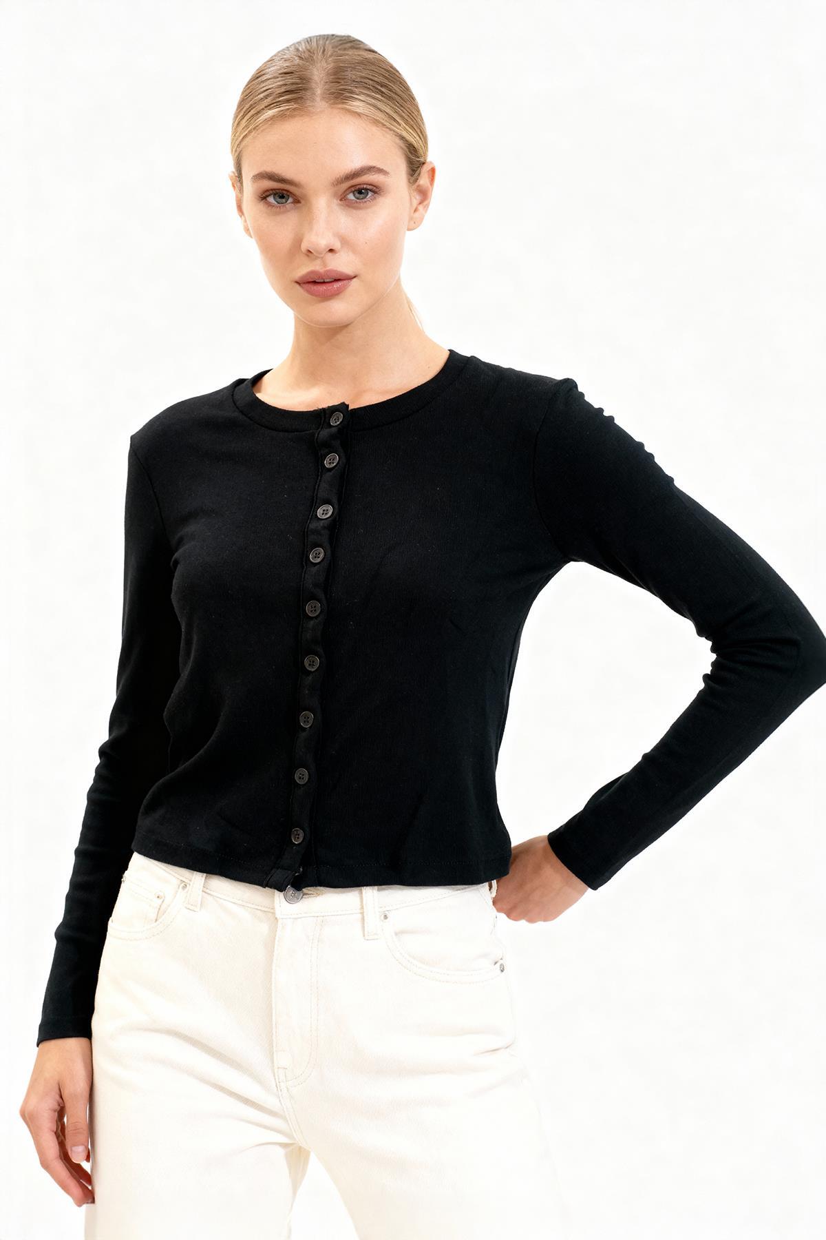 8270A Ön Düğmeli Uzun Kol Badi Siyah - RAYS