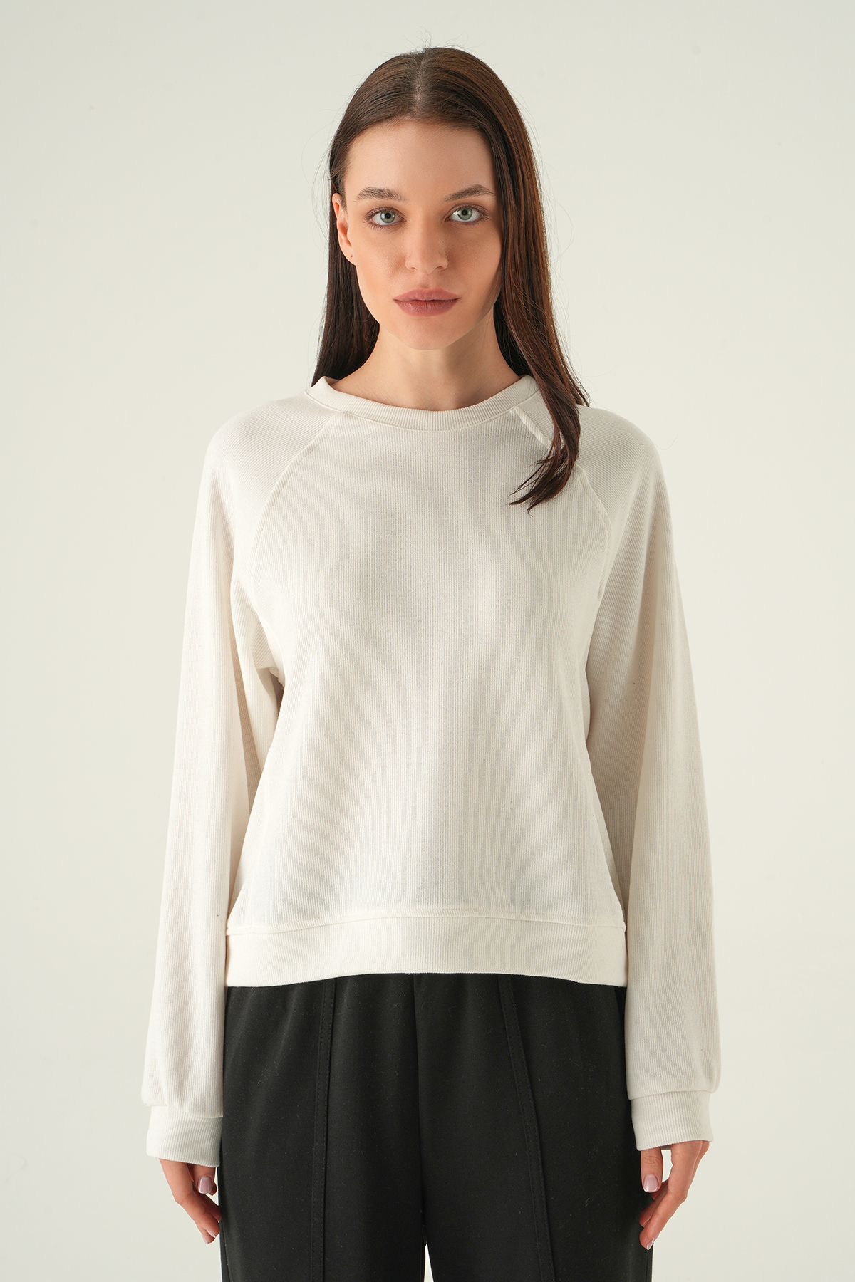 8271A Bisiklet Yaka Kazak Ekru 