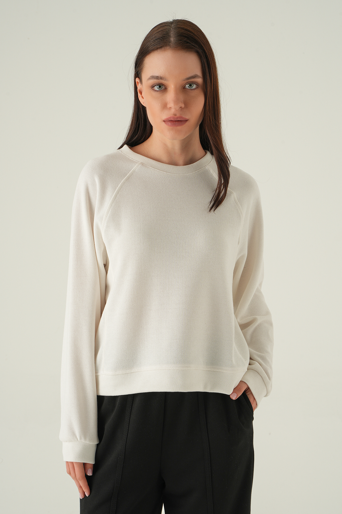 Ekru Bisiklet Yaka Kazak 8271A - RAYS