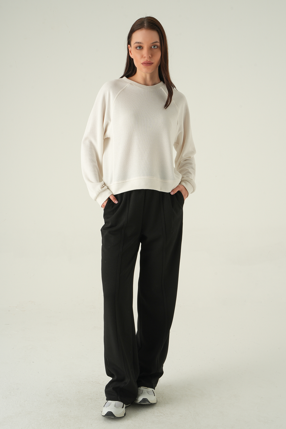 Ekru Bisiklet Yaka Kazak 8271A - 3