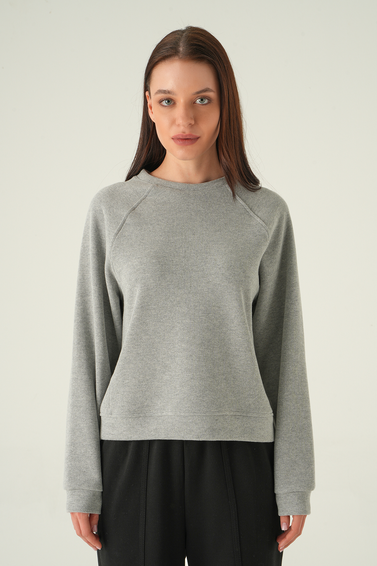 8271A Bisiklet Yaka Kazak Gri - RAYS (1)