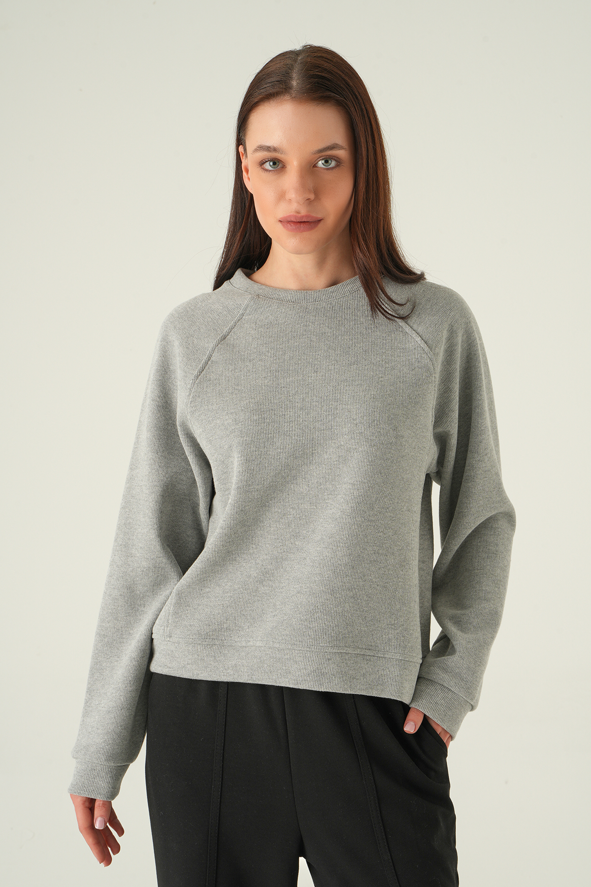 8271A Bisiklet Yaka Kazak Gri - 6