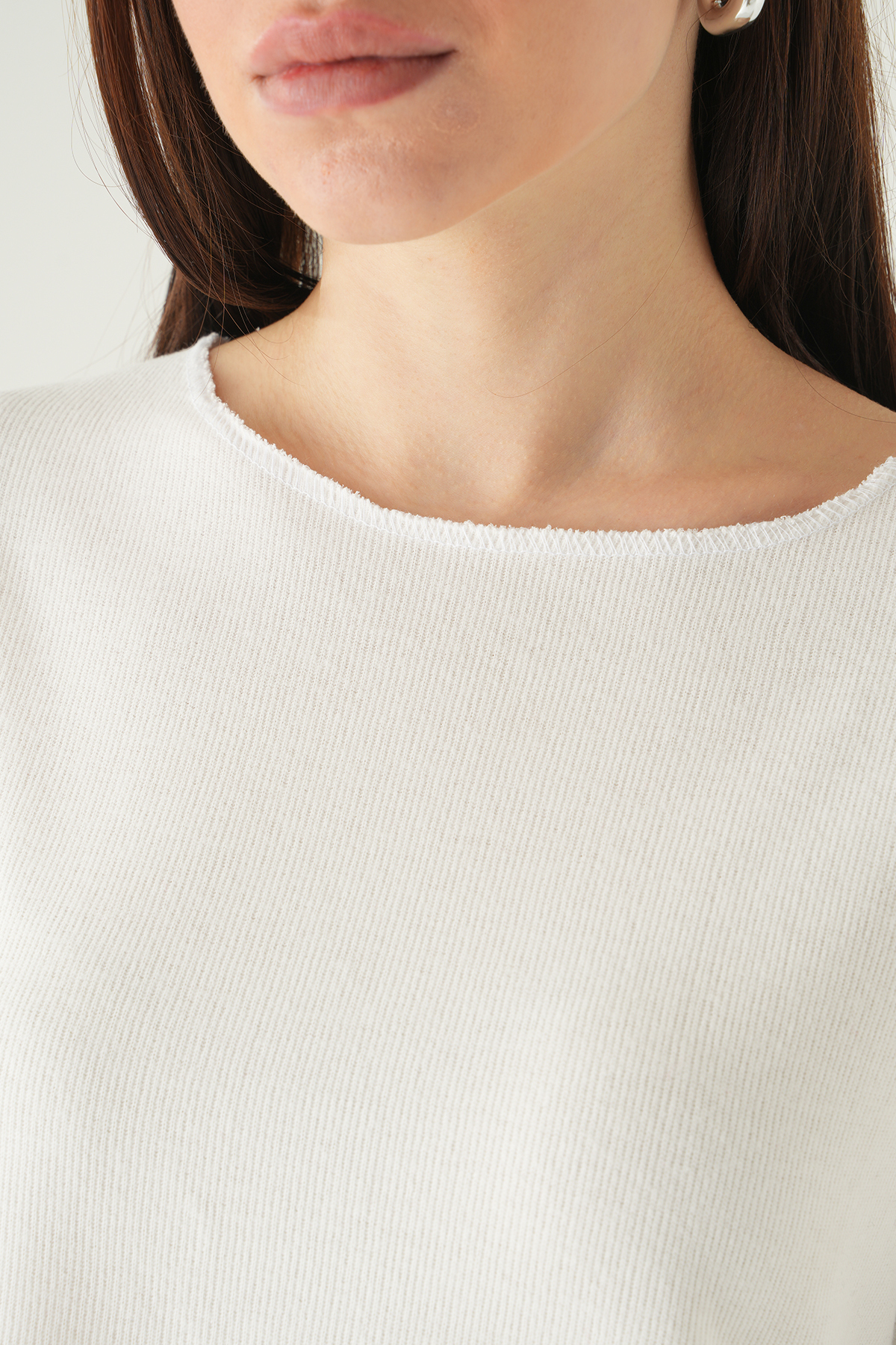 8274A Bisiklet Yaka Kısa Kol Tişört Ekru - 4