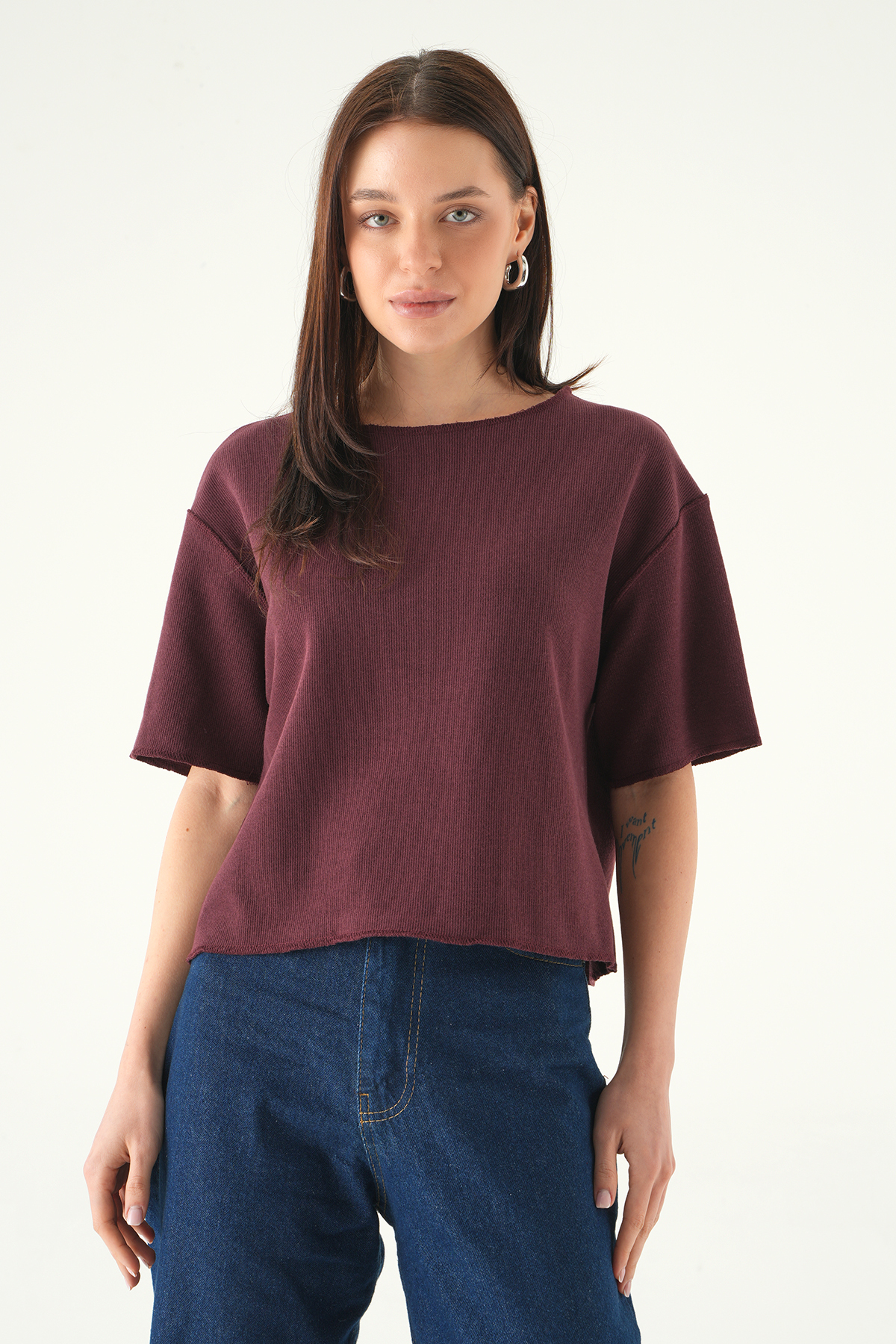 Mürdüm Bisiklet Yaka Kısa Kol Bluz 8274A 