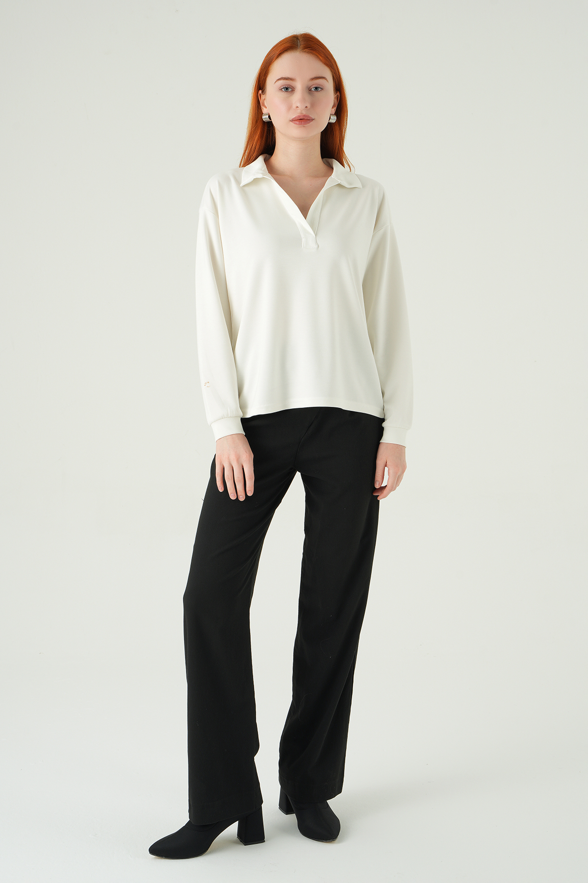 8275A Gömlek Yaka Sweat Ekru - 2